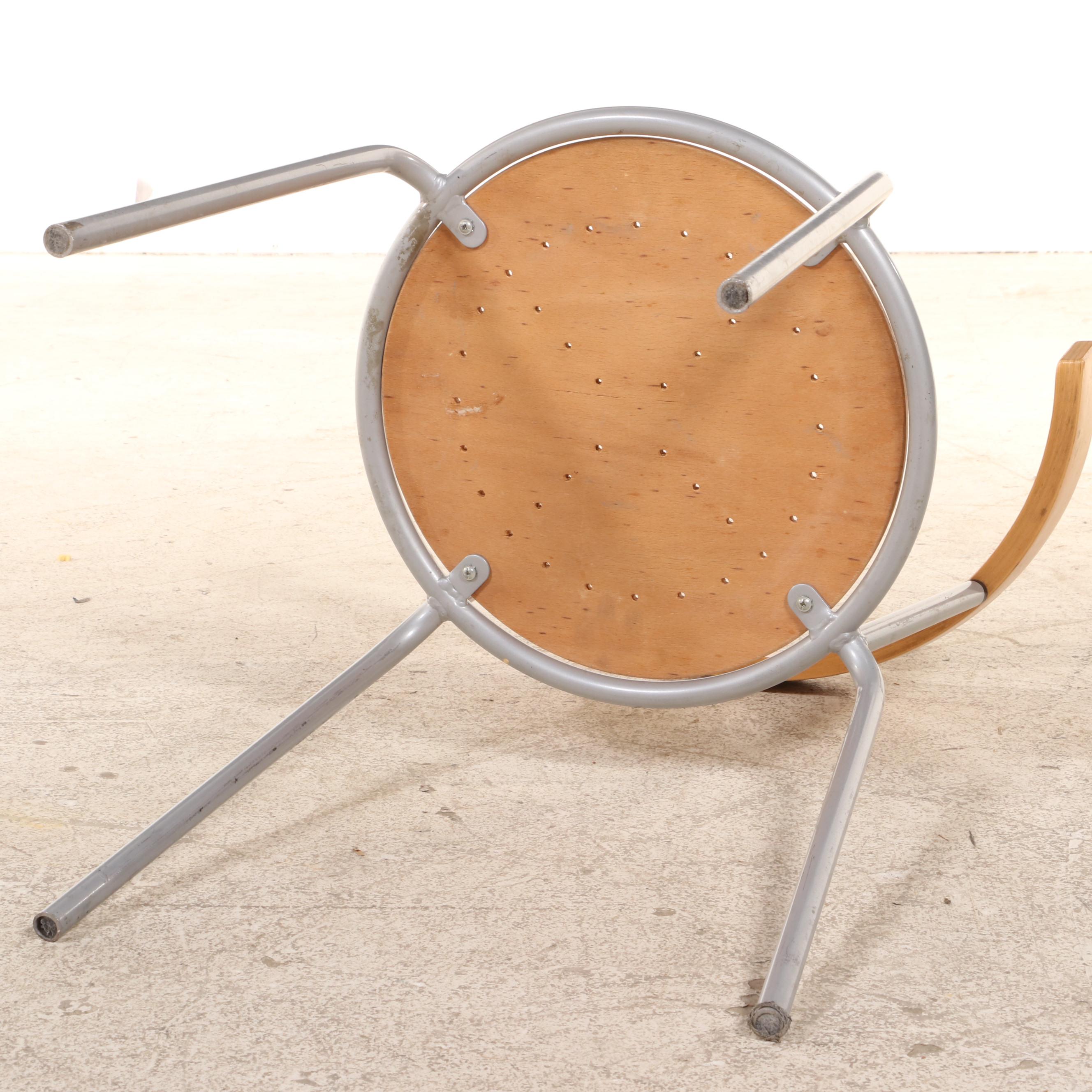 Thirteen IKEA "Korpo" Metal Framed Stack Chairs with Perforated Birch Seat