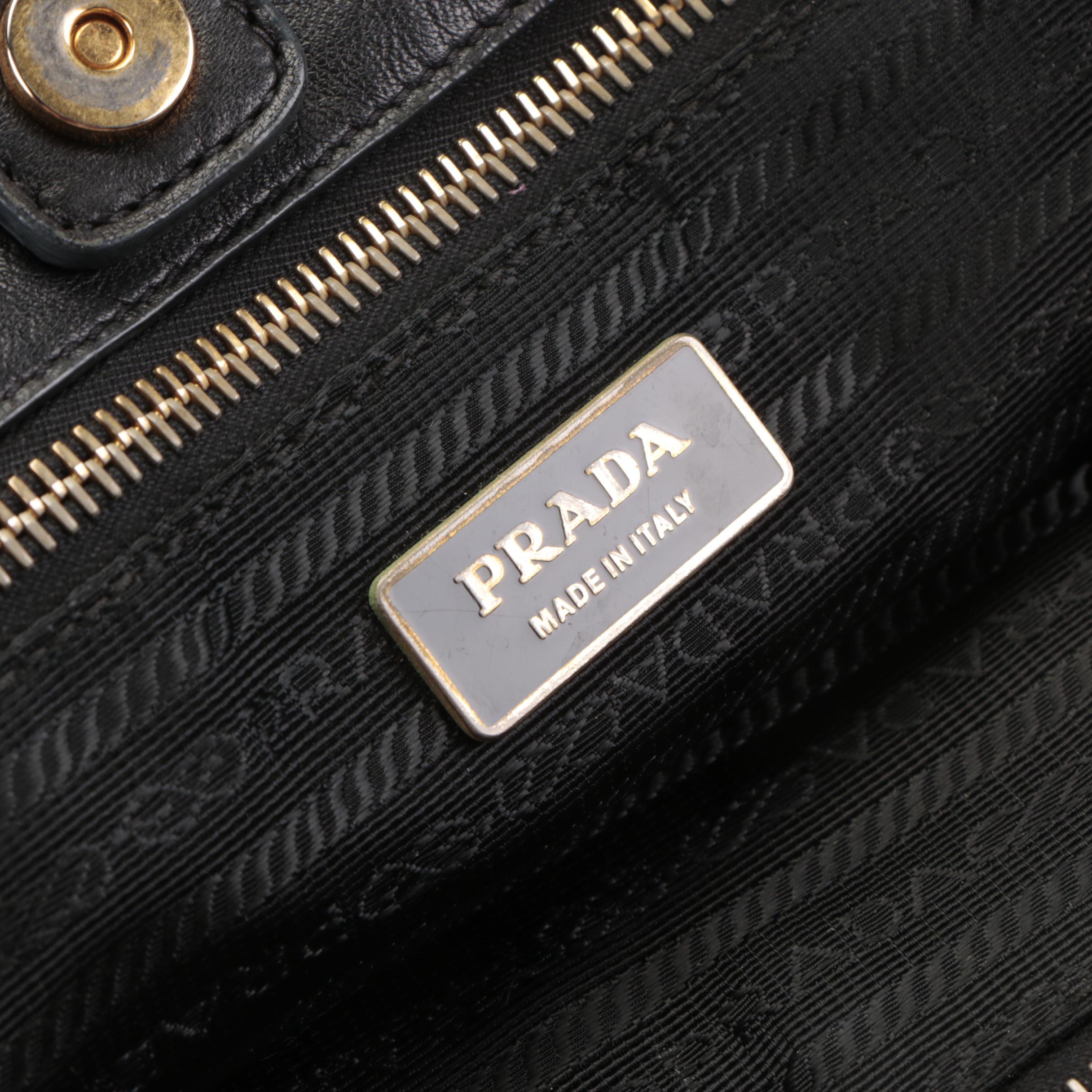 Prada Tote Bag in Black Woven Tessuto Nylon with Leather Trim