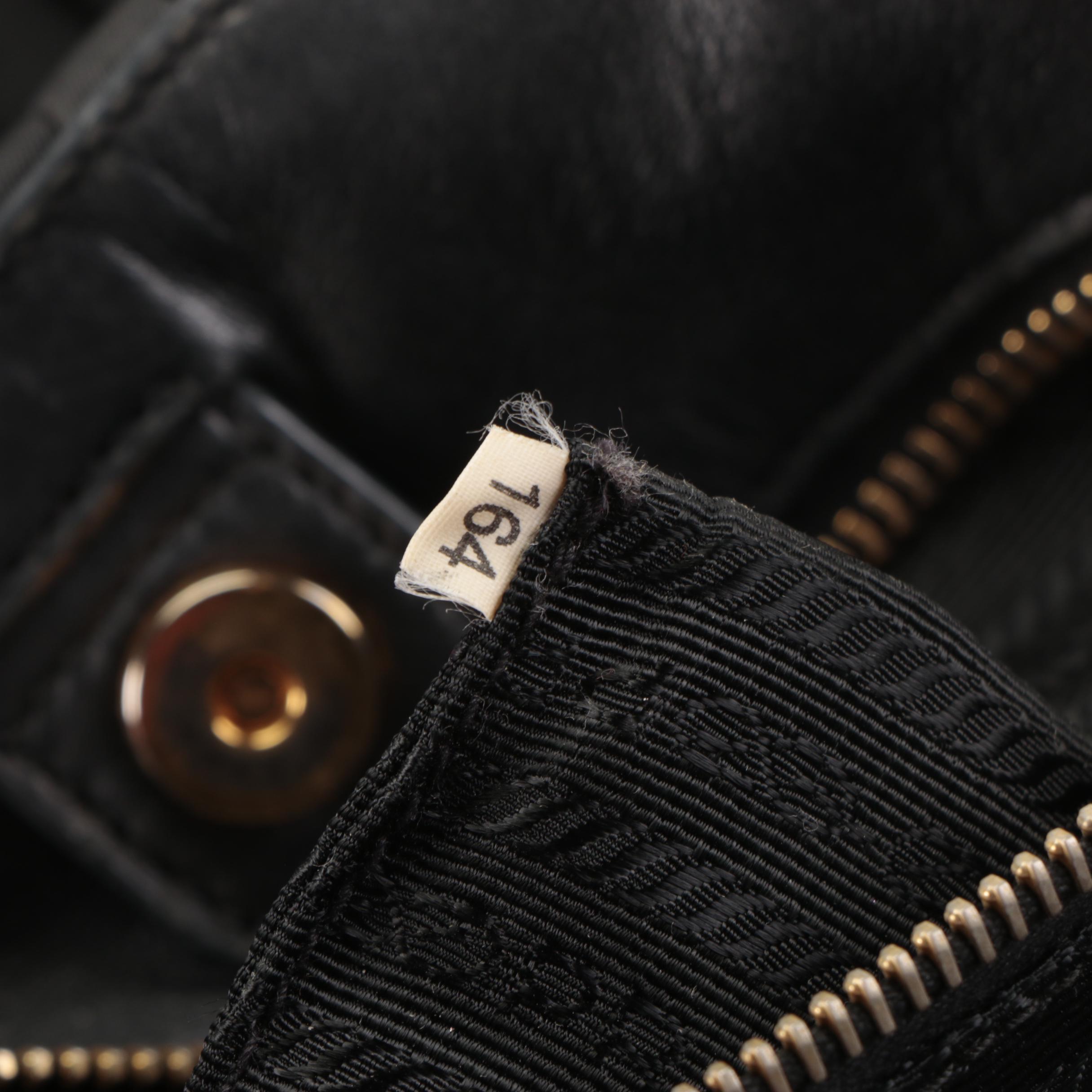 Prada Tote Bag in Black Woven Tessuto Nylon with Leather Trim