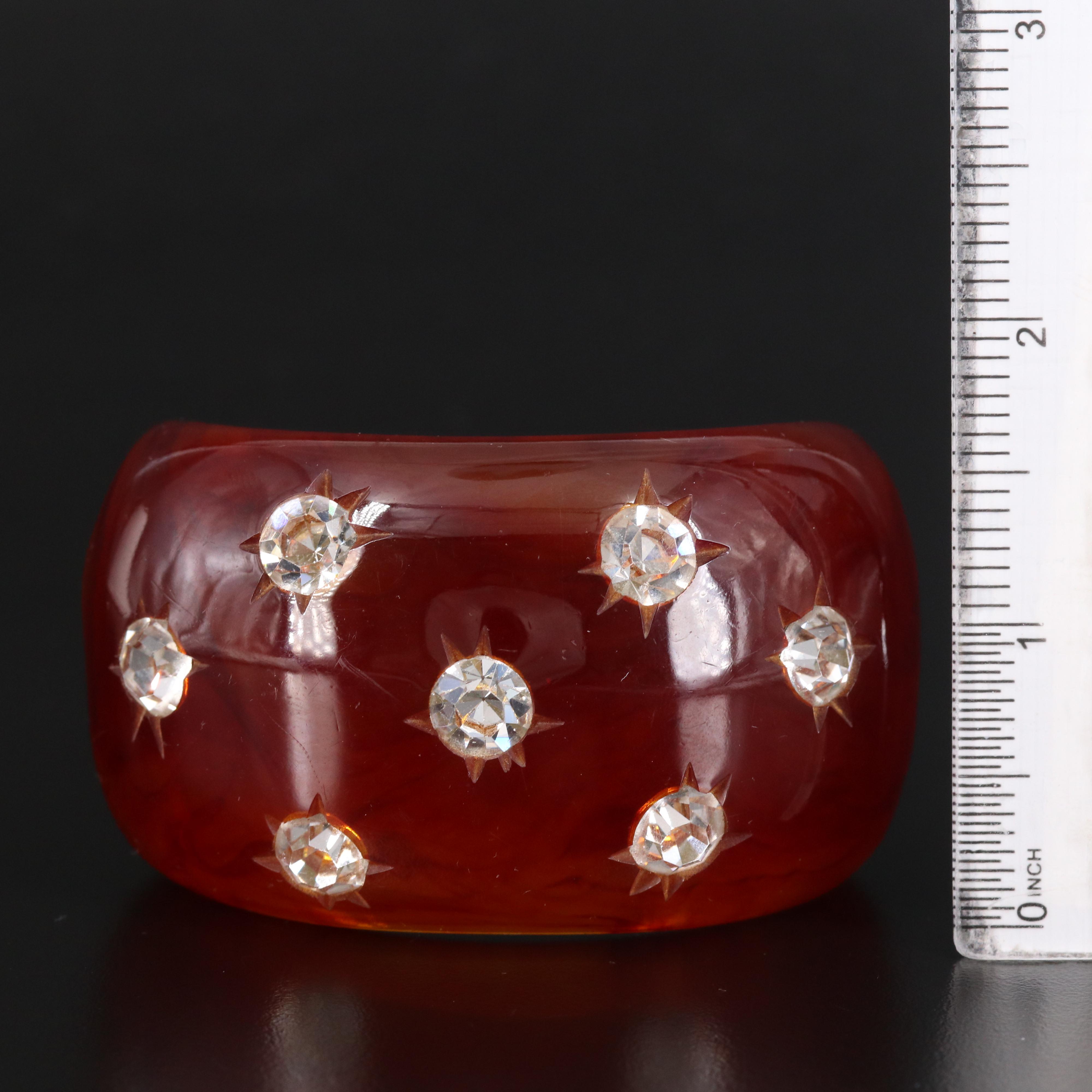 Vintage Bakelite and Rhinestone Cuff