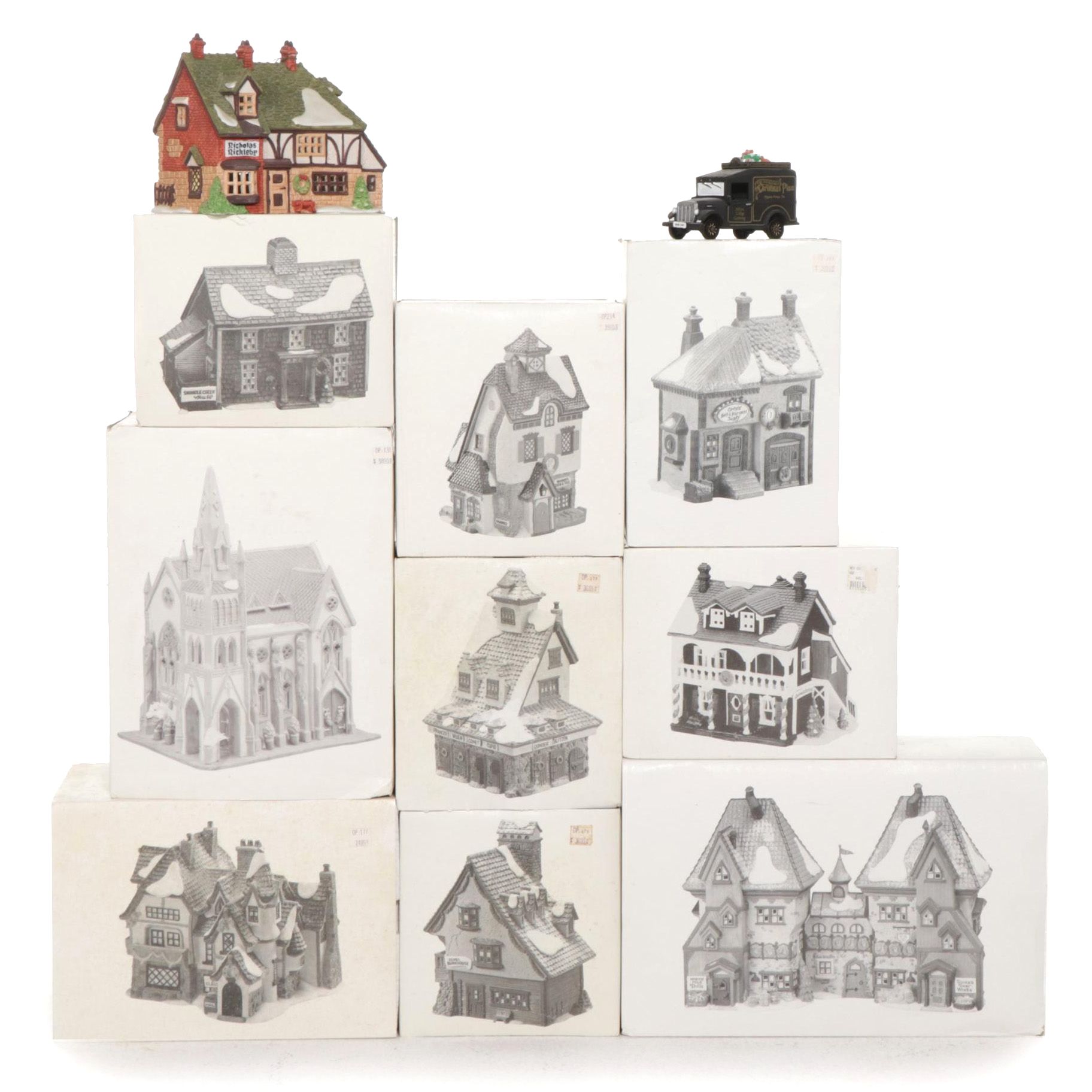 Department 56 "Nicholas Nickleby Cottage" and Other Dickens' Village Buildings