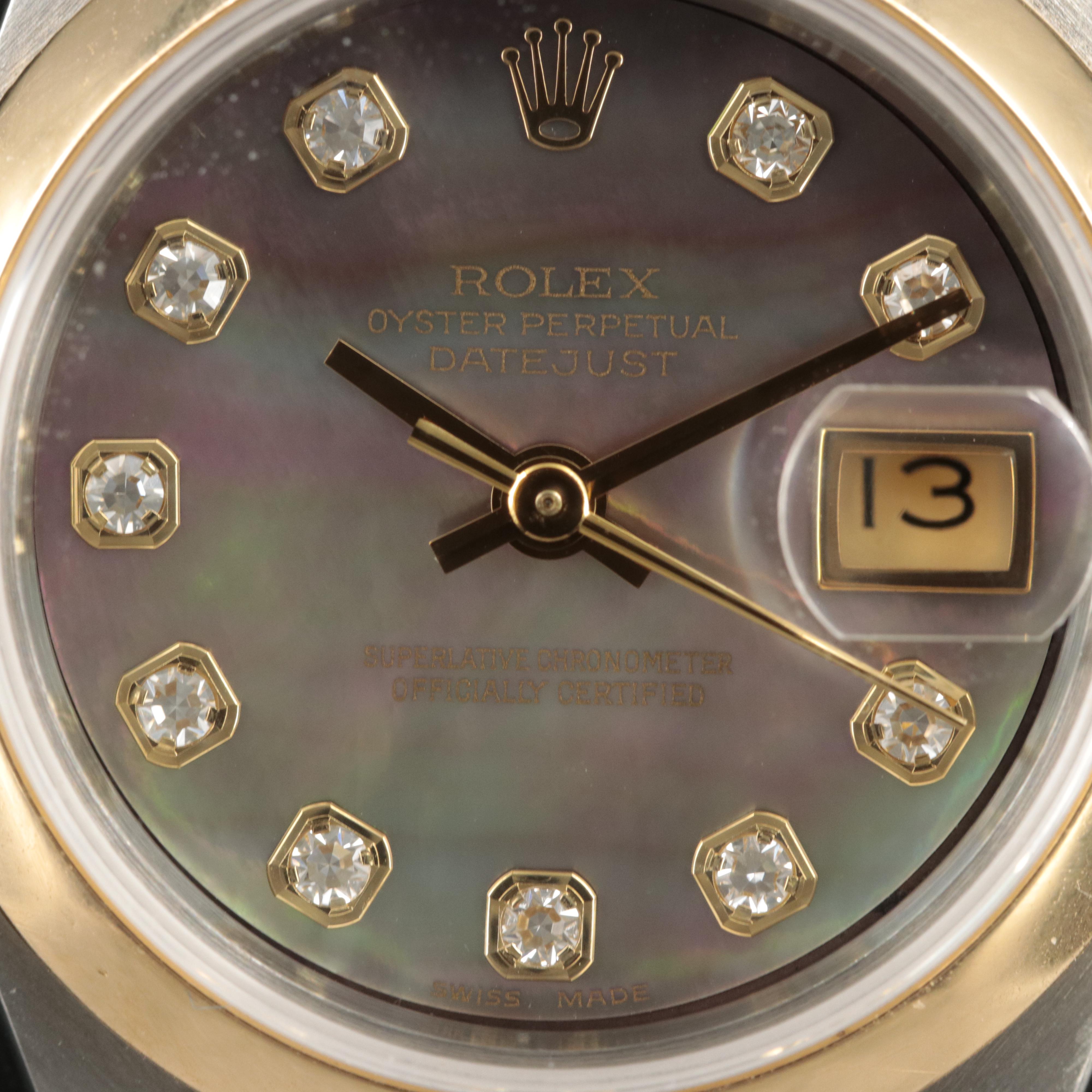 1994 Rolex Datejust Black Mother of Pearl Dial with Factory Diamond Markers