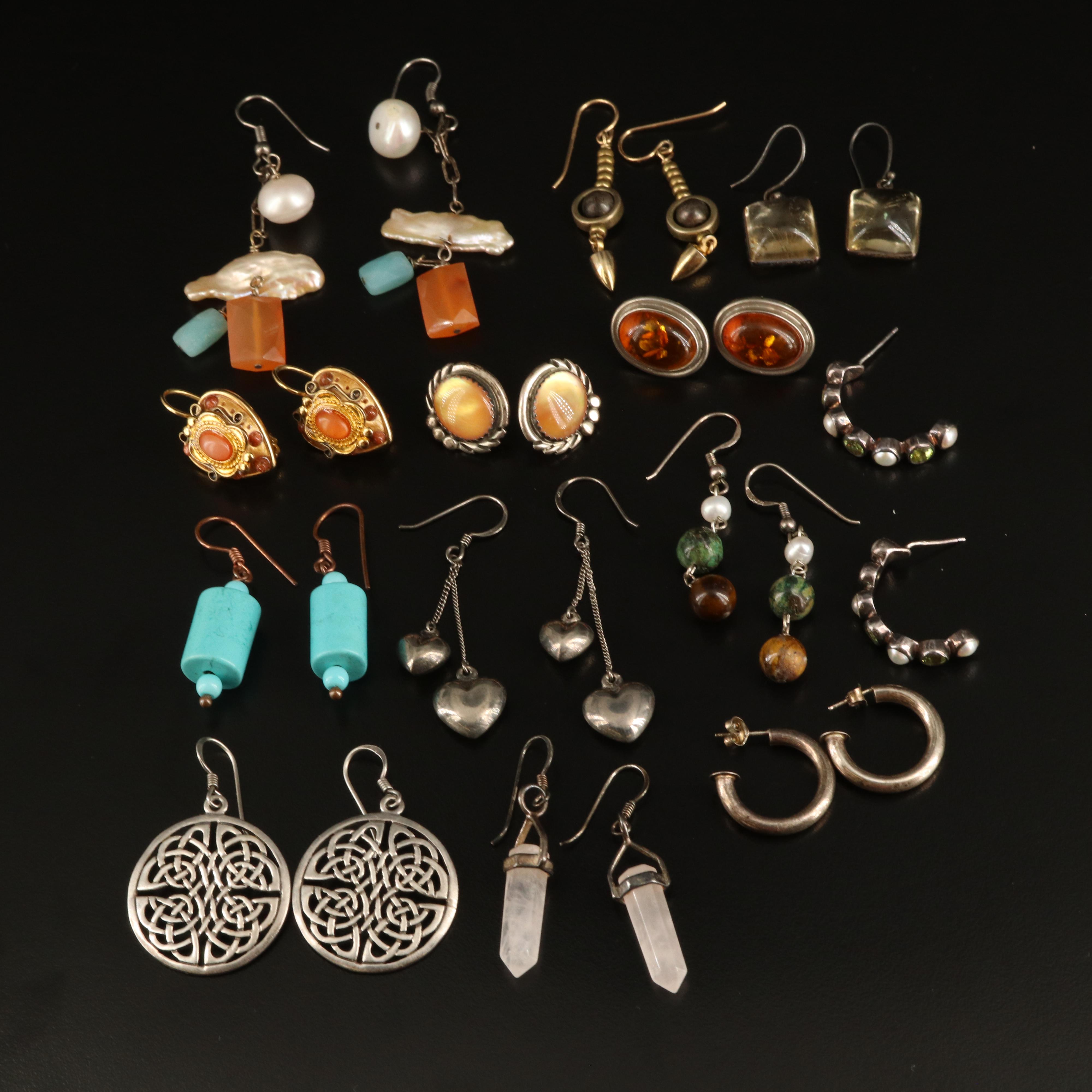 Sterling, Pearl, Tiger's Eye and Howlite Featured in Earring Assortment