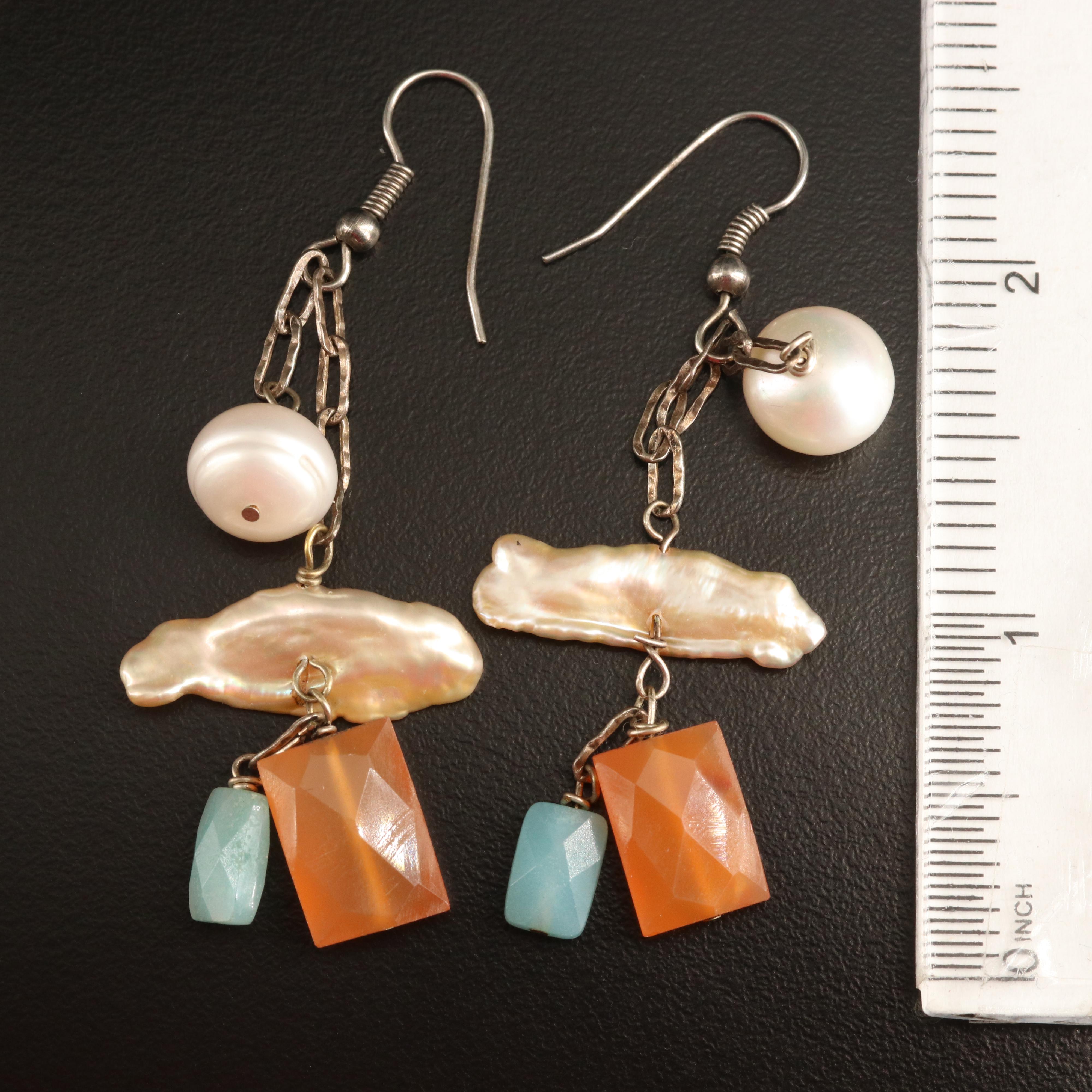 Sterling, Pearl, Tiger's Eye and Howlite Featured in Earring Assortment