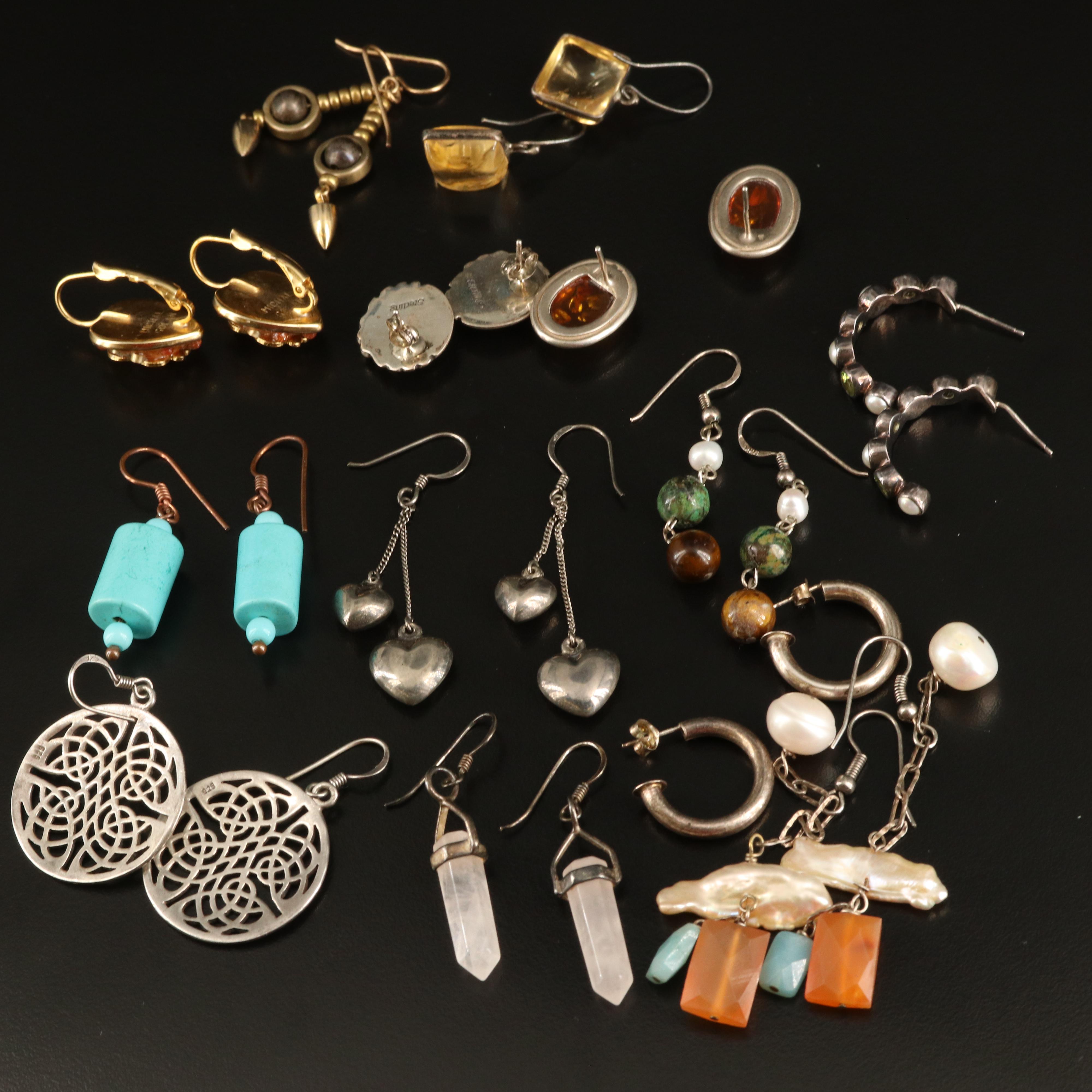 Sterling, Pearl, Tiger's Eye and Howlite Featured in Earring Assortment