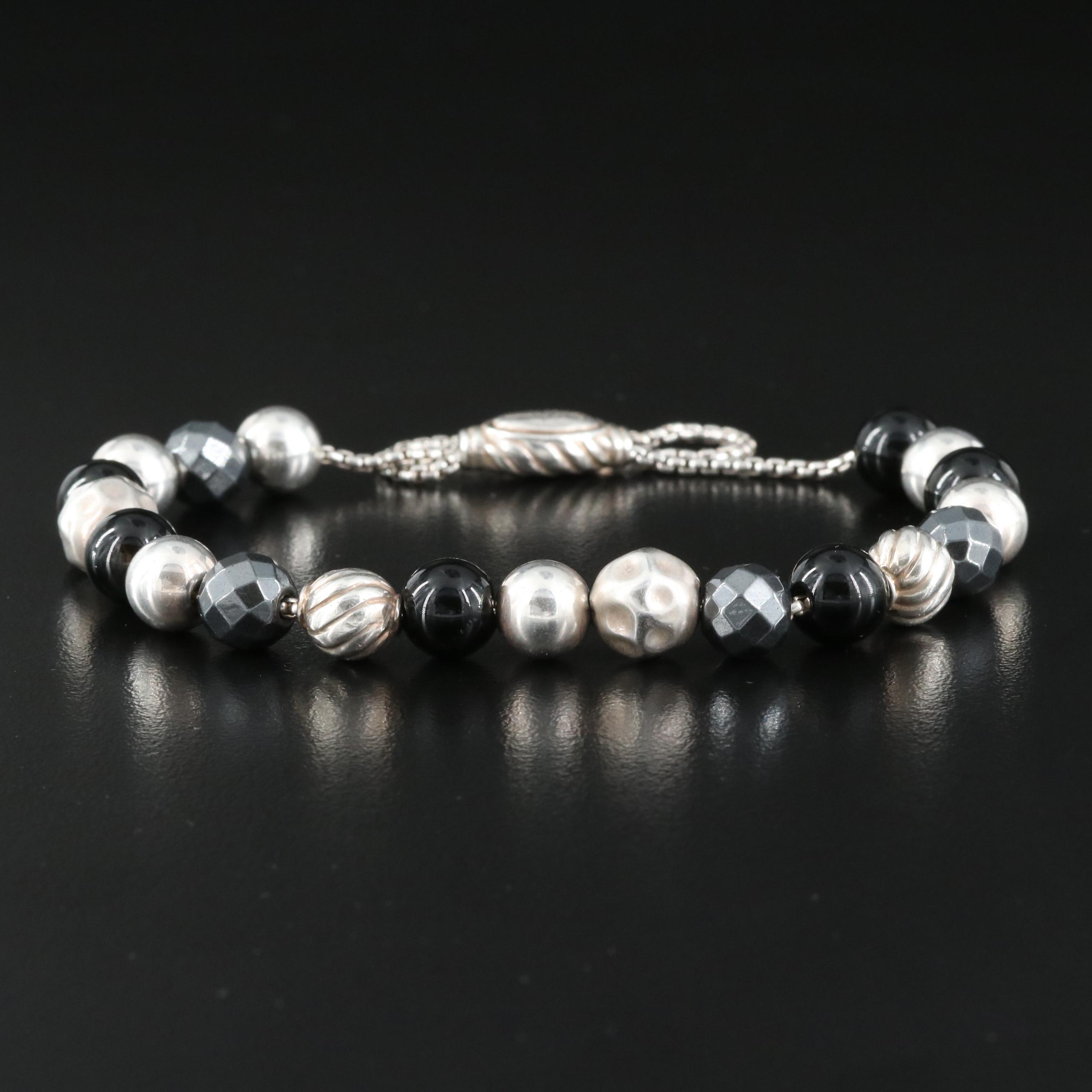 David Yurman "Elements" Sterling Black Onyx and Hematite Bracelet
