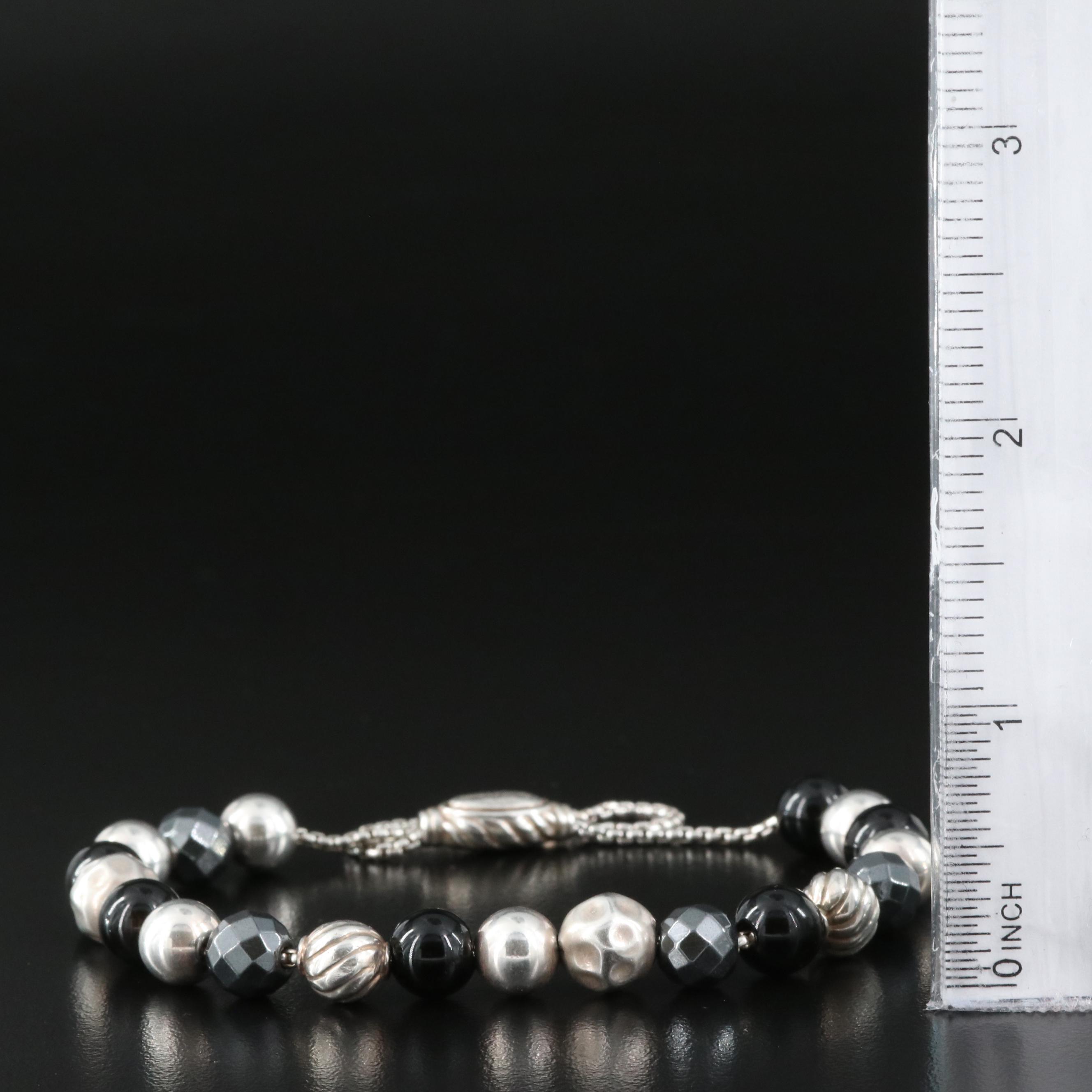 David Yurman "Elements" Sterling Black Onyx and Hematite Bracelet