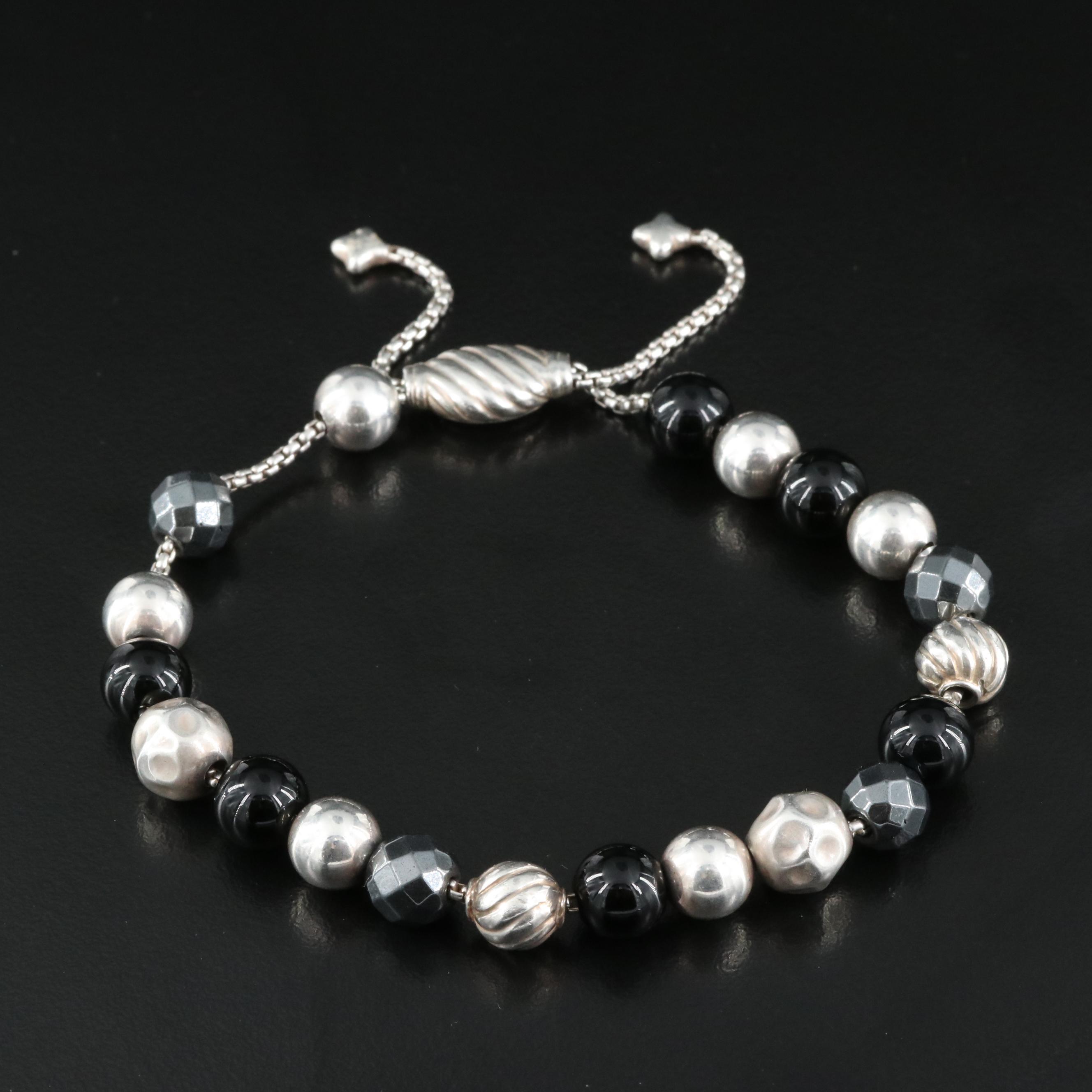 David Yurman "Elements" Sterling Black Onyx and Hematite Bracelet