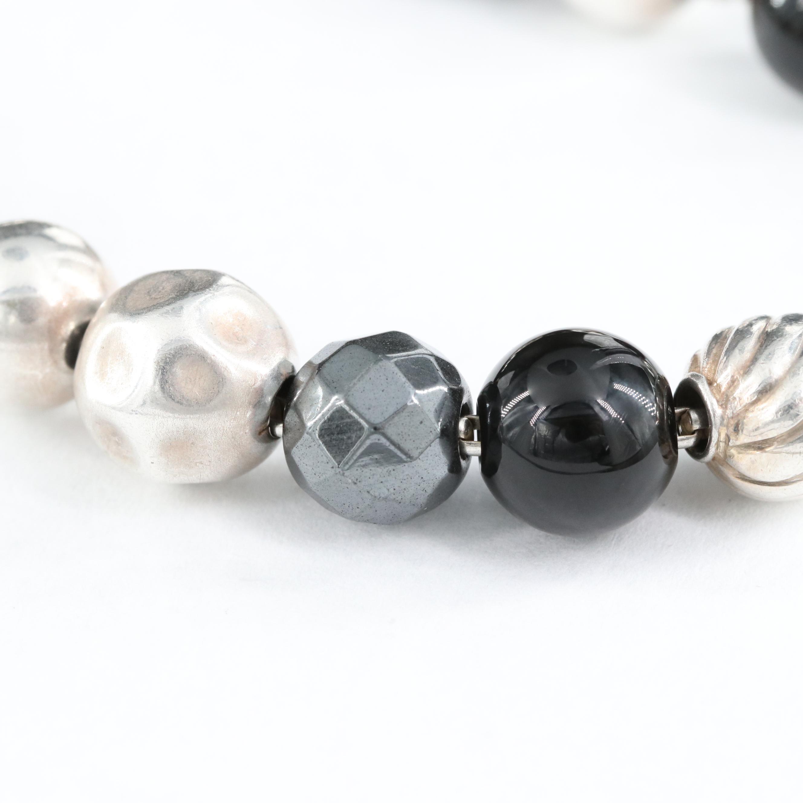 David Yurman "Elements" Sterling Black Onyx and Hematite Bracelet