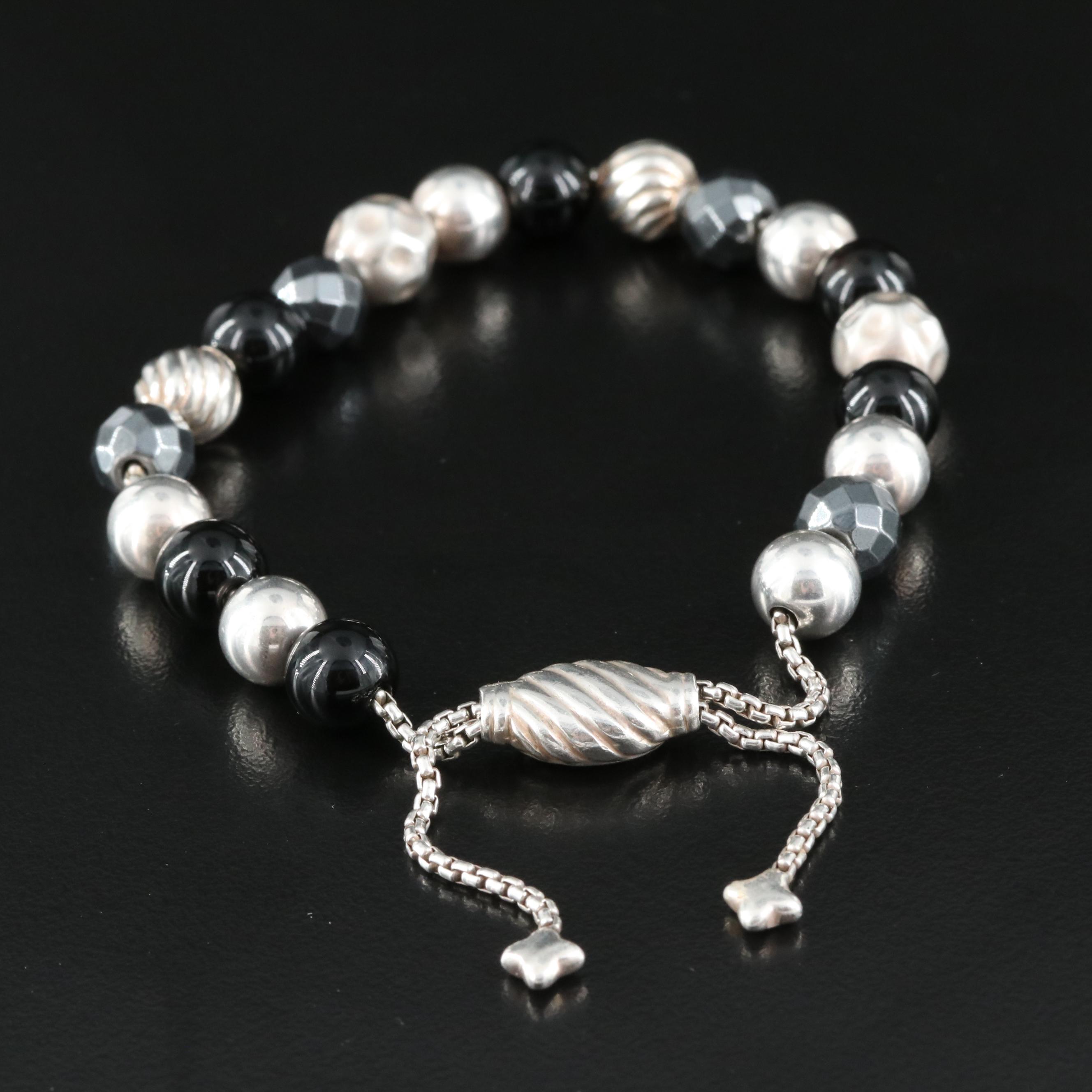 David Yurman "Elements" Sterling Black Onyx and Hematite Bracelet