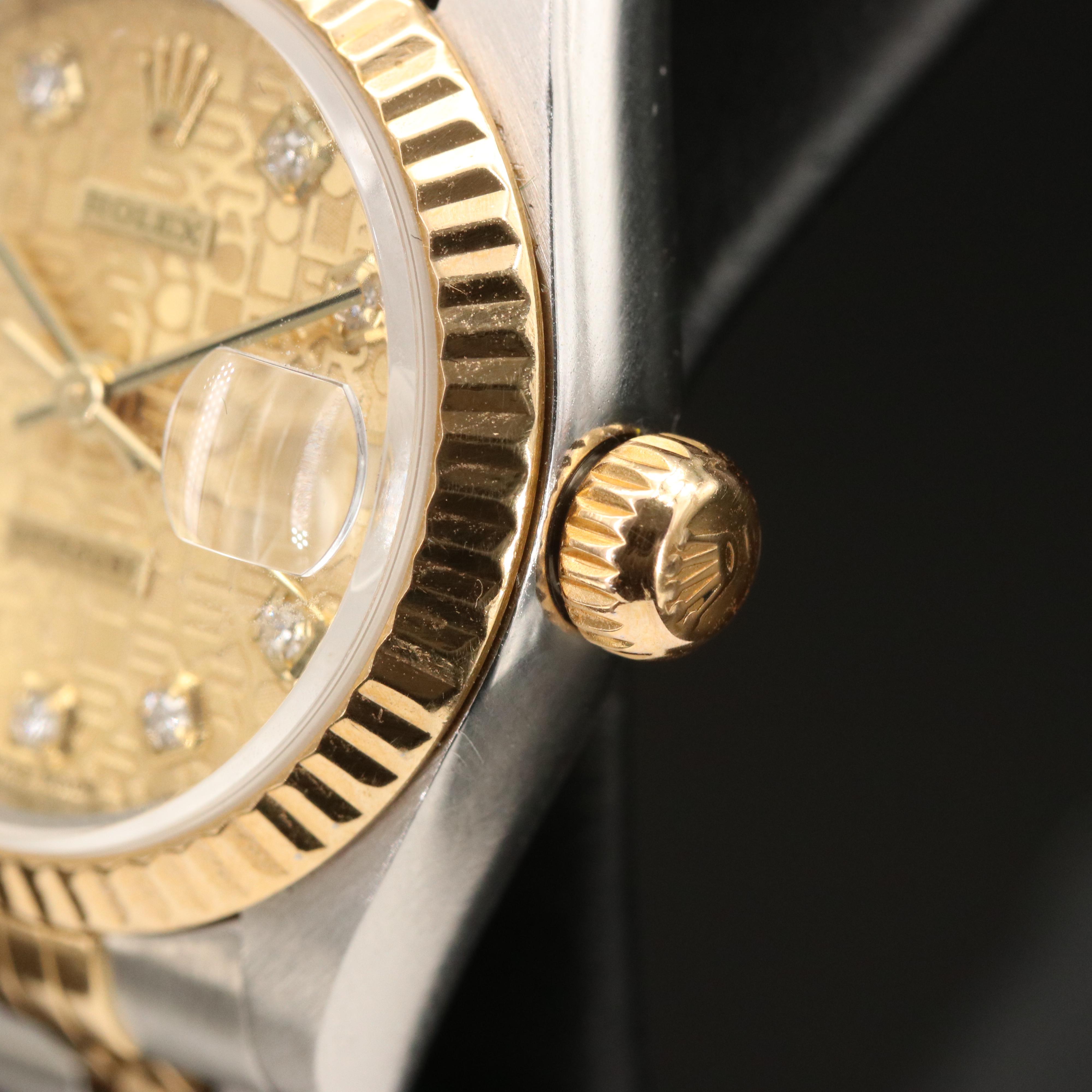 1999 Rolex Datejust Champagne Jubilee and Factory Diamond Dial Watch