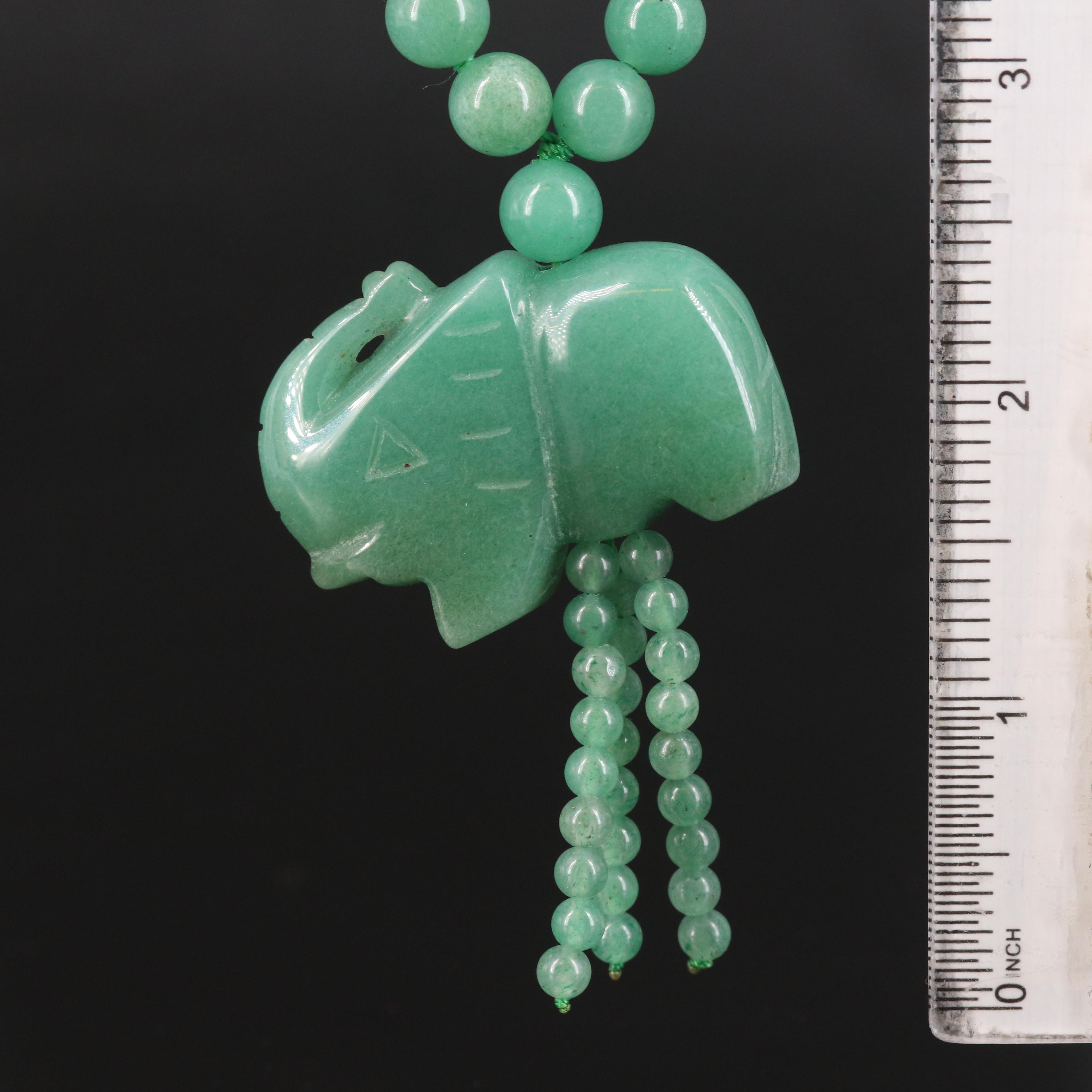 Carved Quartz Elephant Necklace