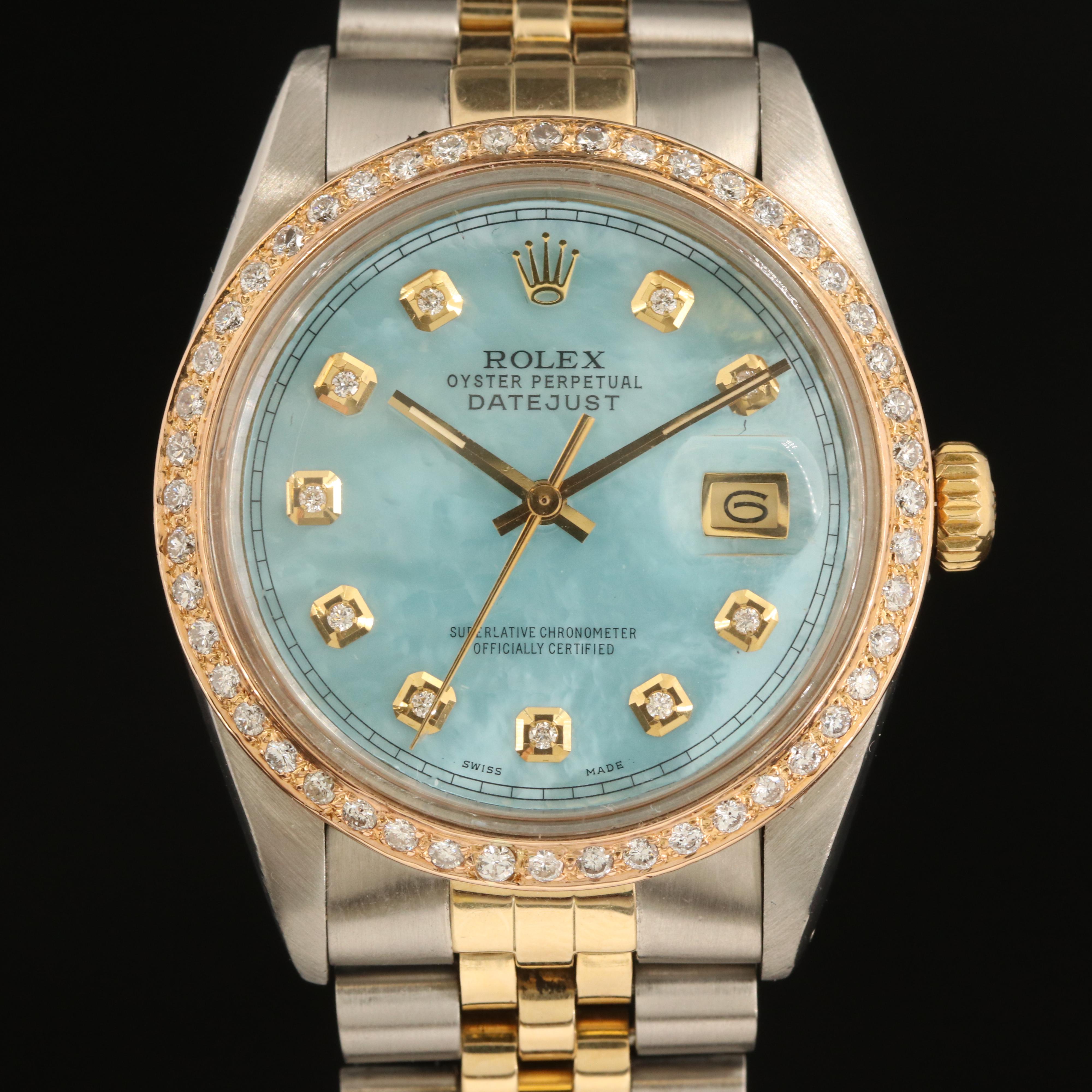 1979 Rolex Datejust 1.01 CTW Diamond Dial and Bezel Watch