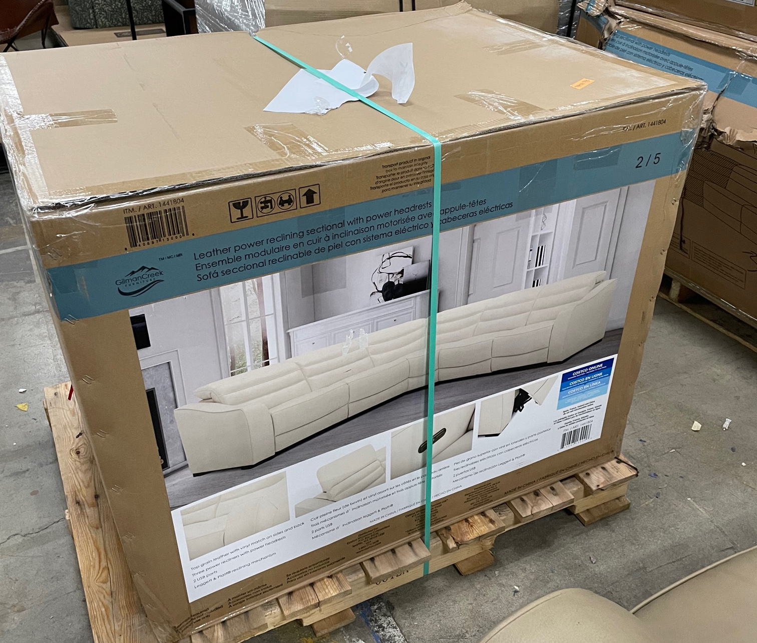 Gilman Creek Furniture "Morandi" Five-Piece Leather Power Reclining Sectional