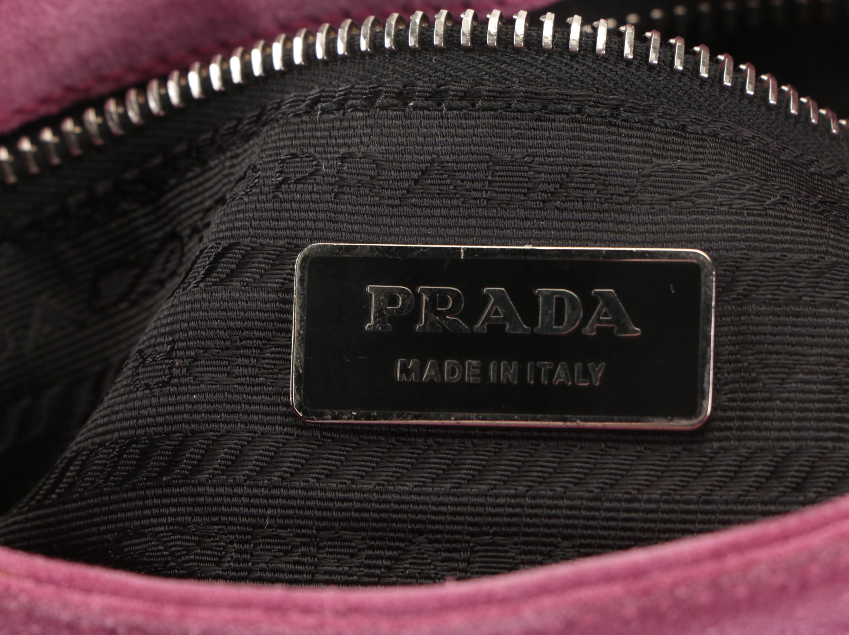 Prada Small Flap-Front Shoulder Bag in Pink Suede