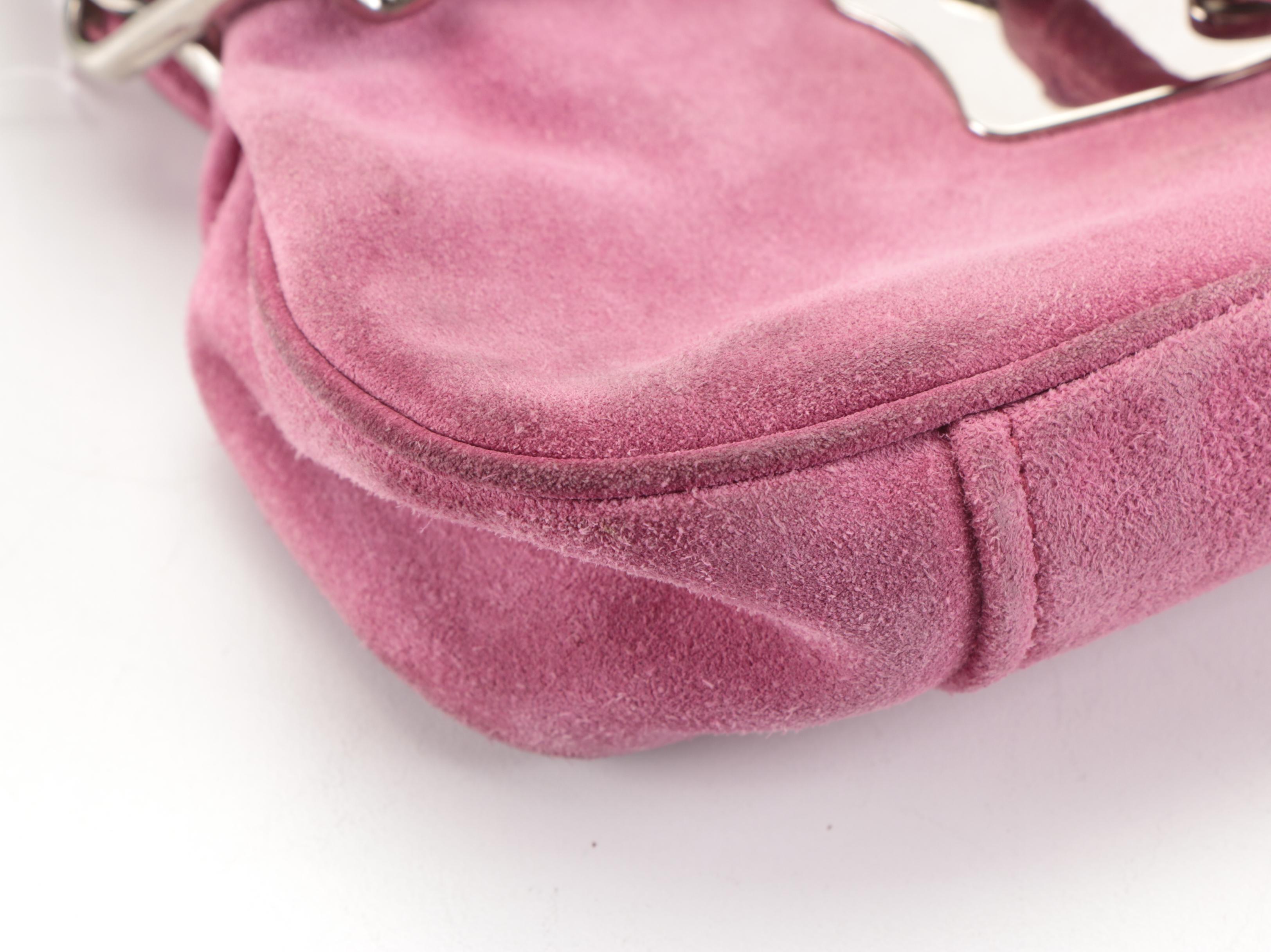 Prada Small Flap-Front Shoulder Bag in Pink Suede