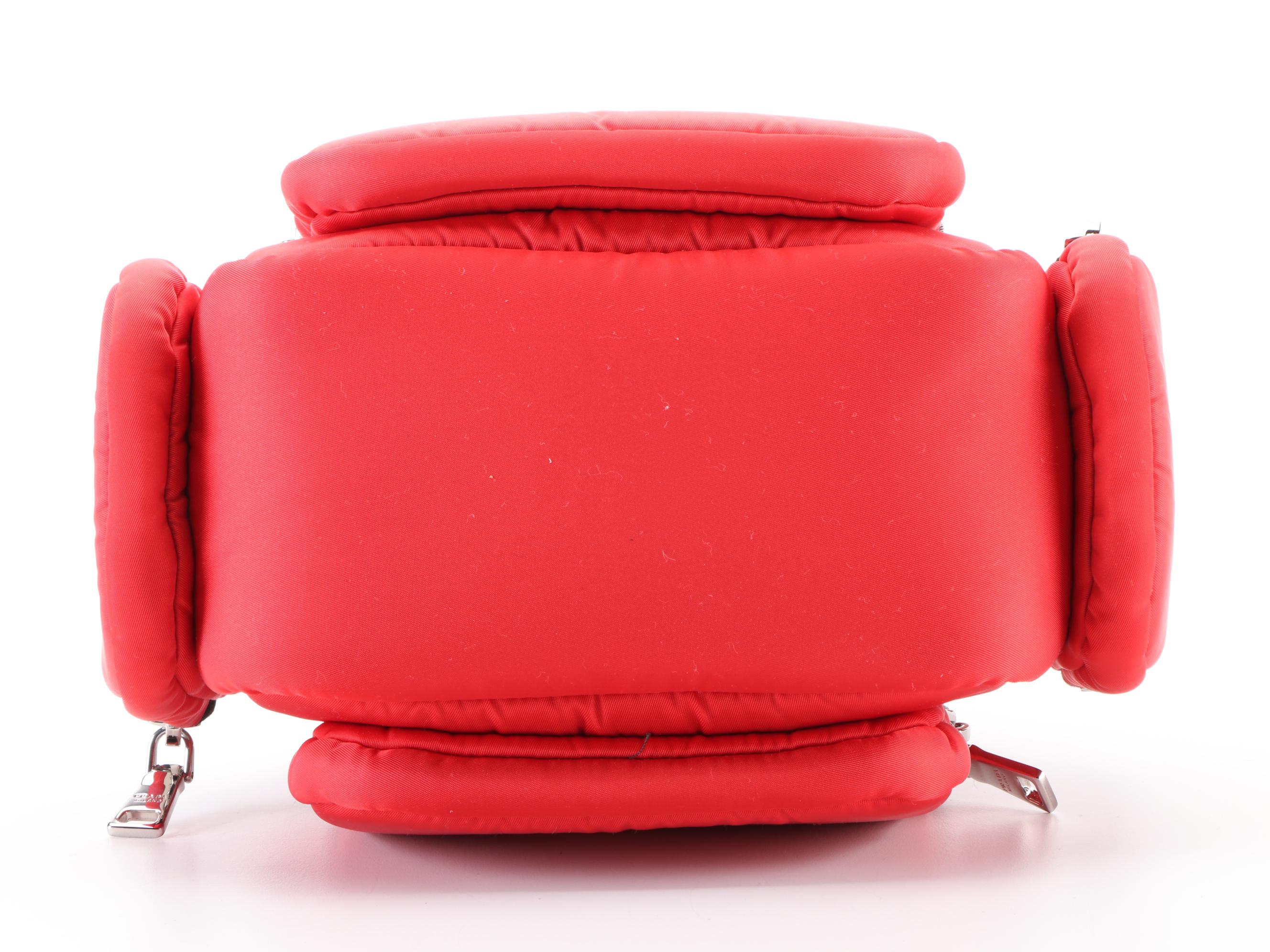 Prada Tessuto Nylon and Leather Zip Pocket Handbag in Red/Black