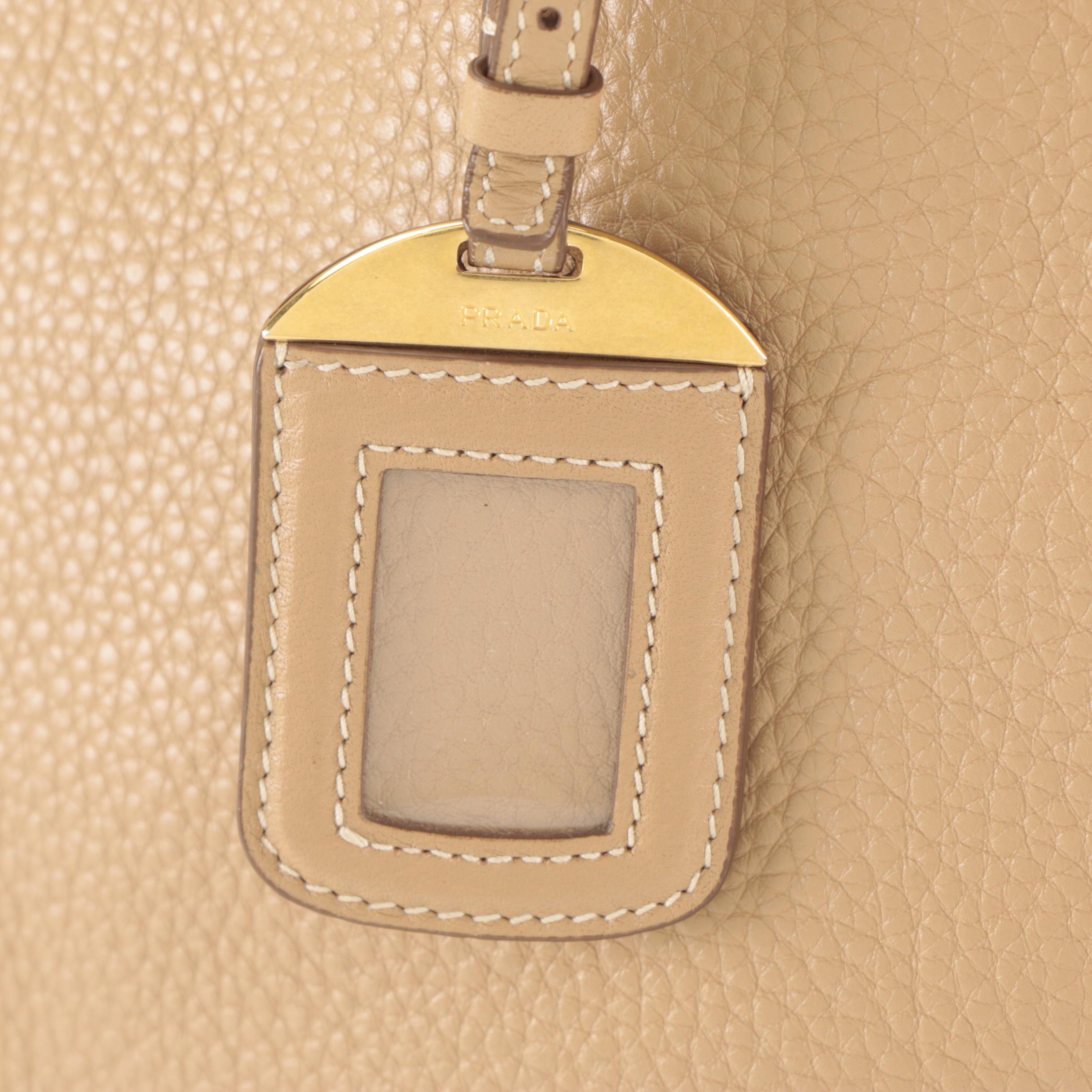 Prada Two-Way Tote Bag in Vitello Daino Grained Leather with Strap