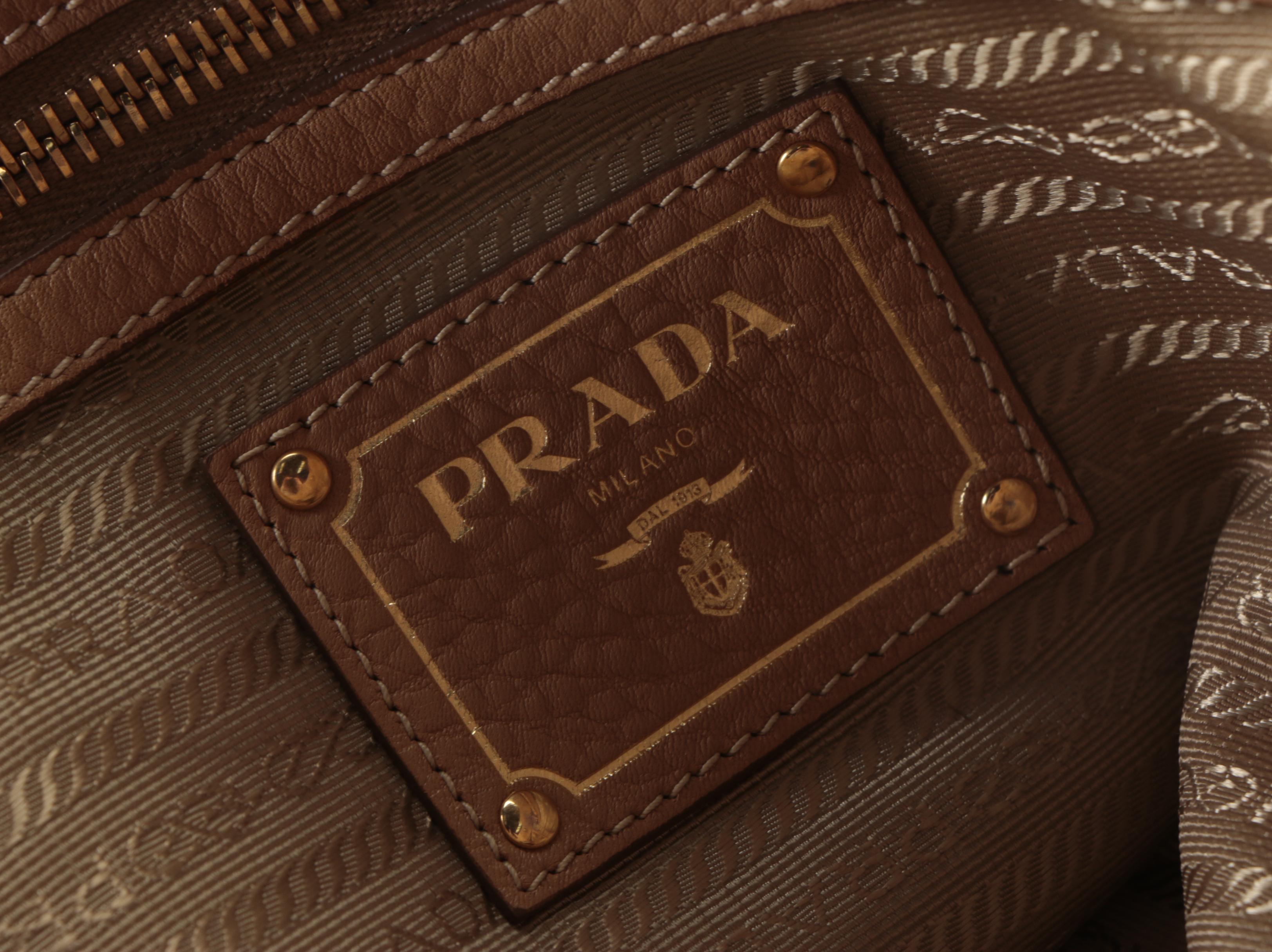 Prada Two-Way Tote Bag in Vitello Daino Grained Leather with Strap
