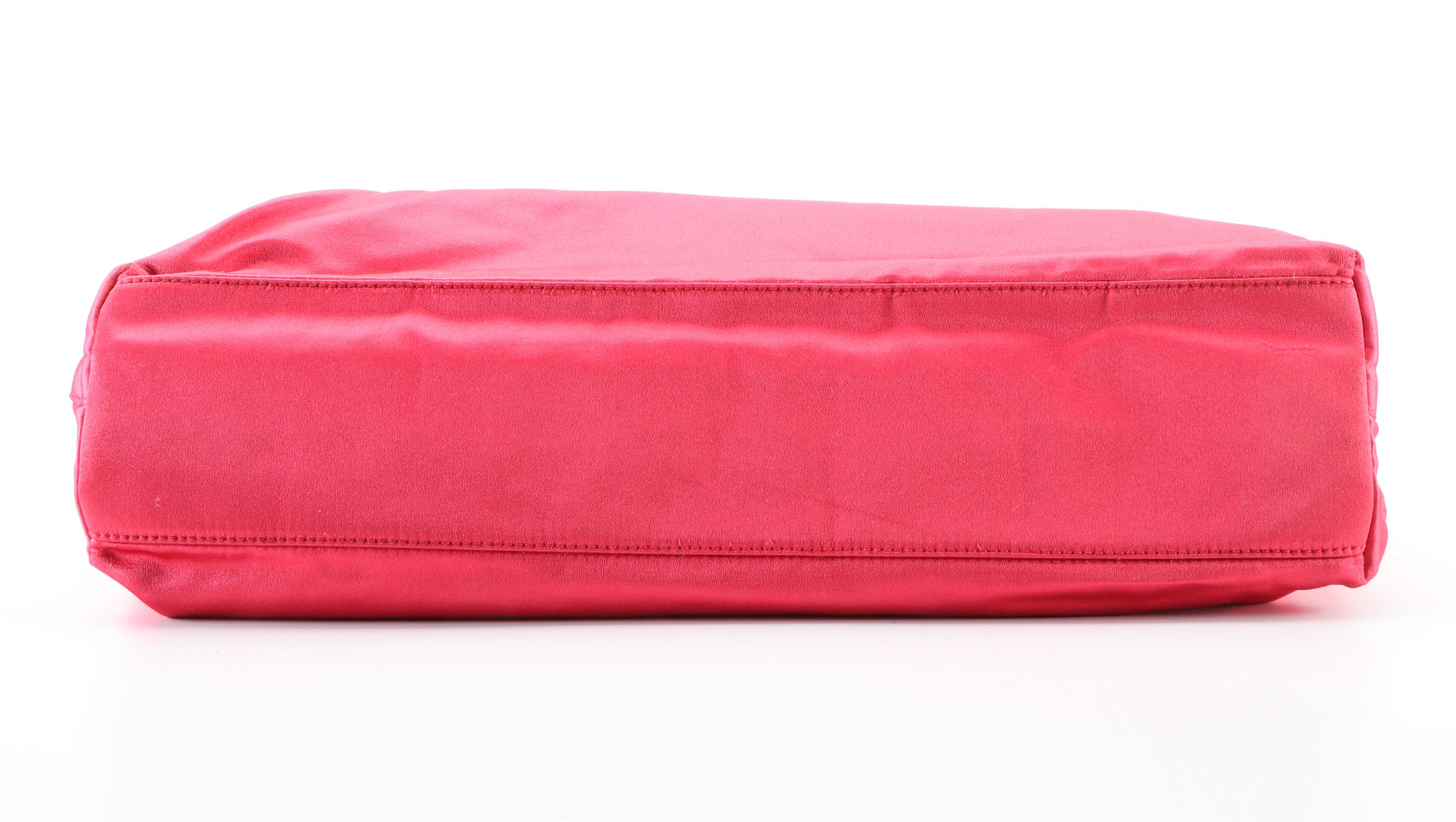 Prada Red Satin Tote with Acrylic Handle