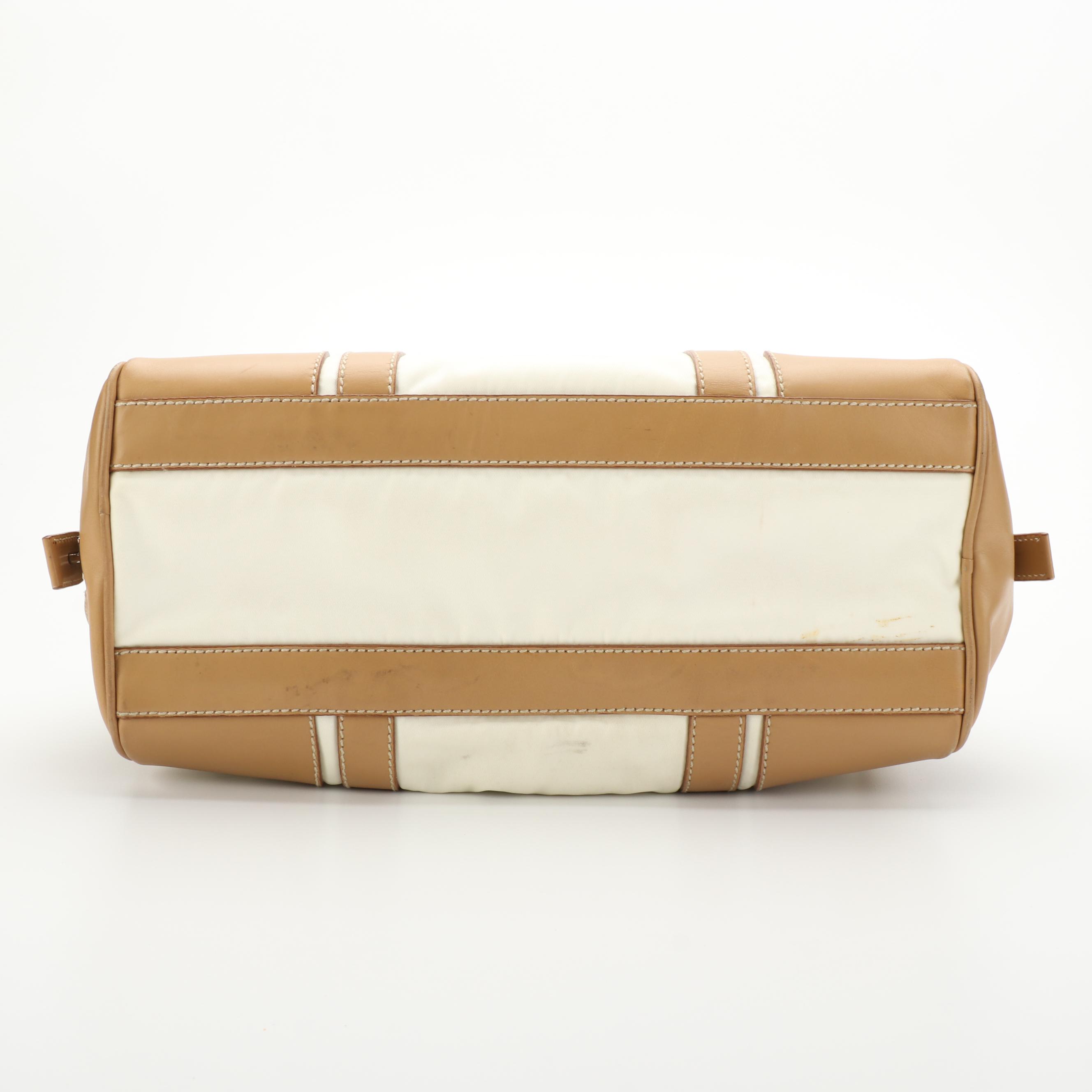 Prada Tessuto Boston Bag with Tan Leather
