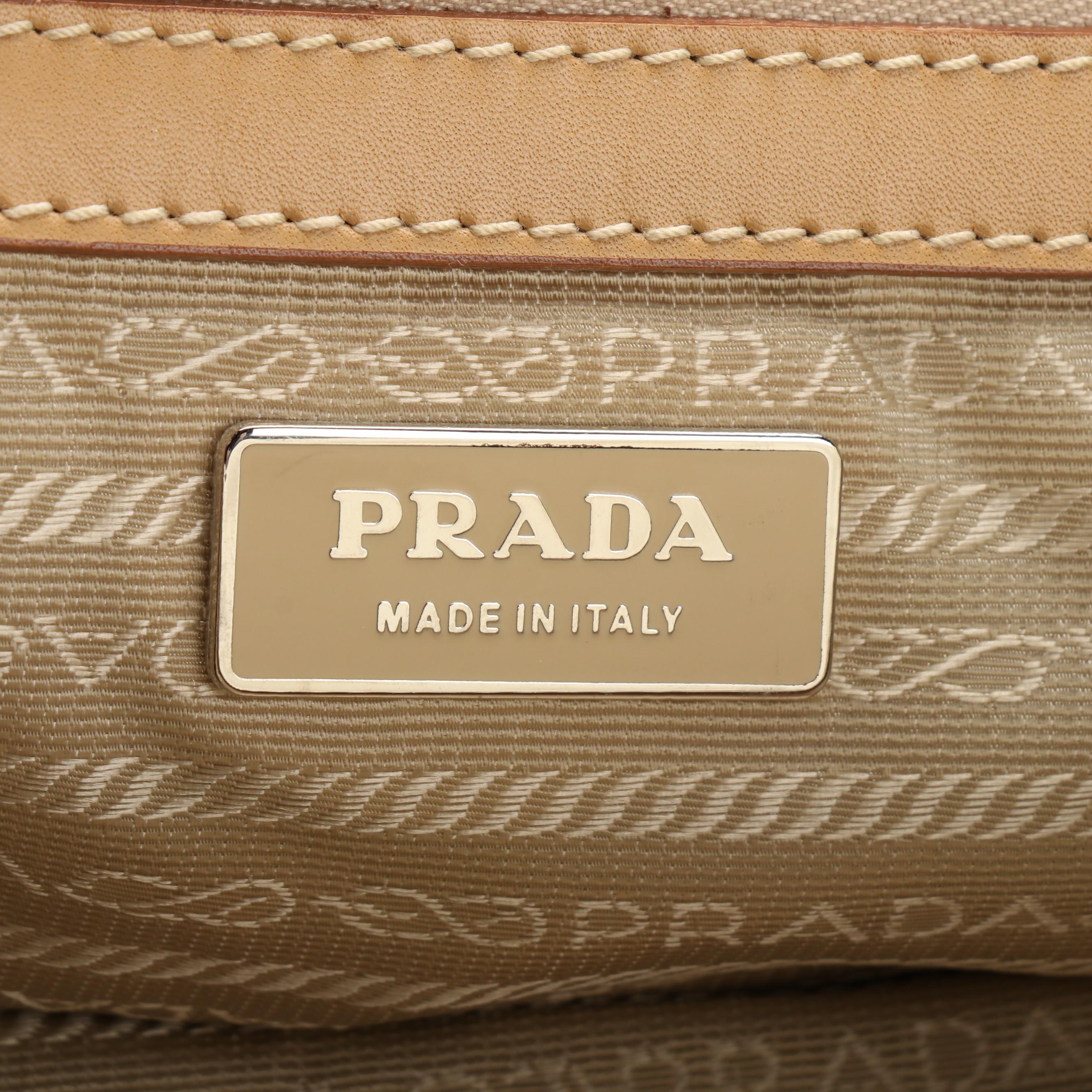 Prada Tessuto Boston Bag with Tan Leather