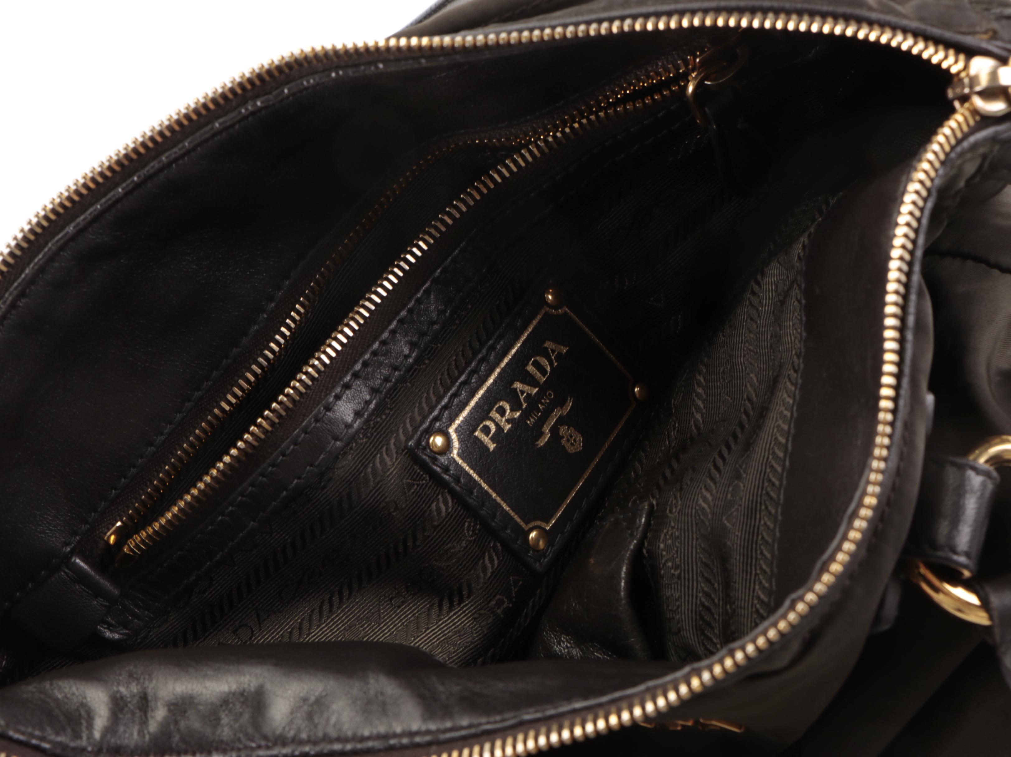 Prada Dark Brown Nylon Tessuto and Leather Handbag