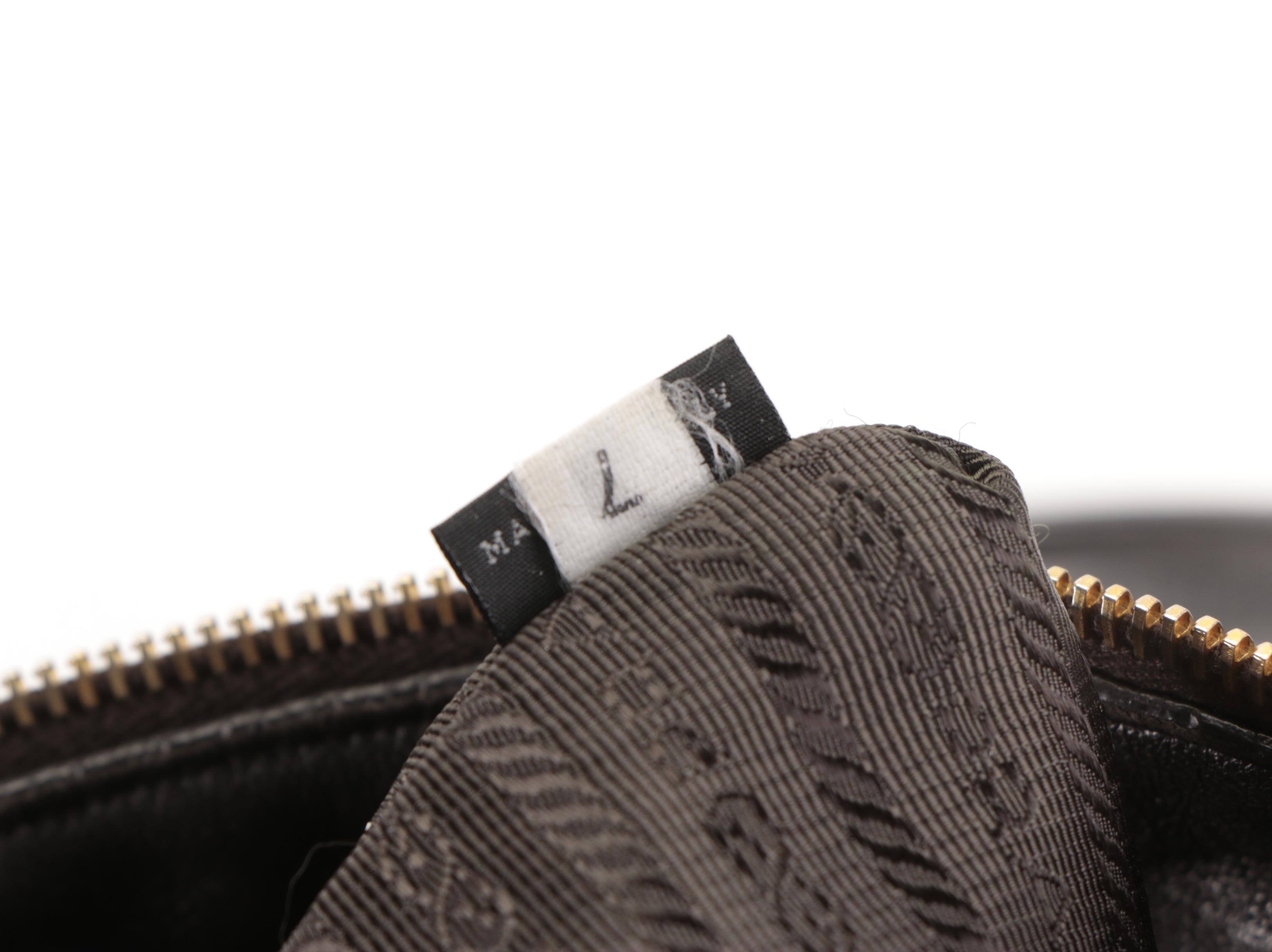 Prada Dark Brown Nylon Tessuto and Leather Handbag