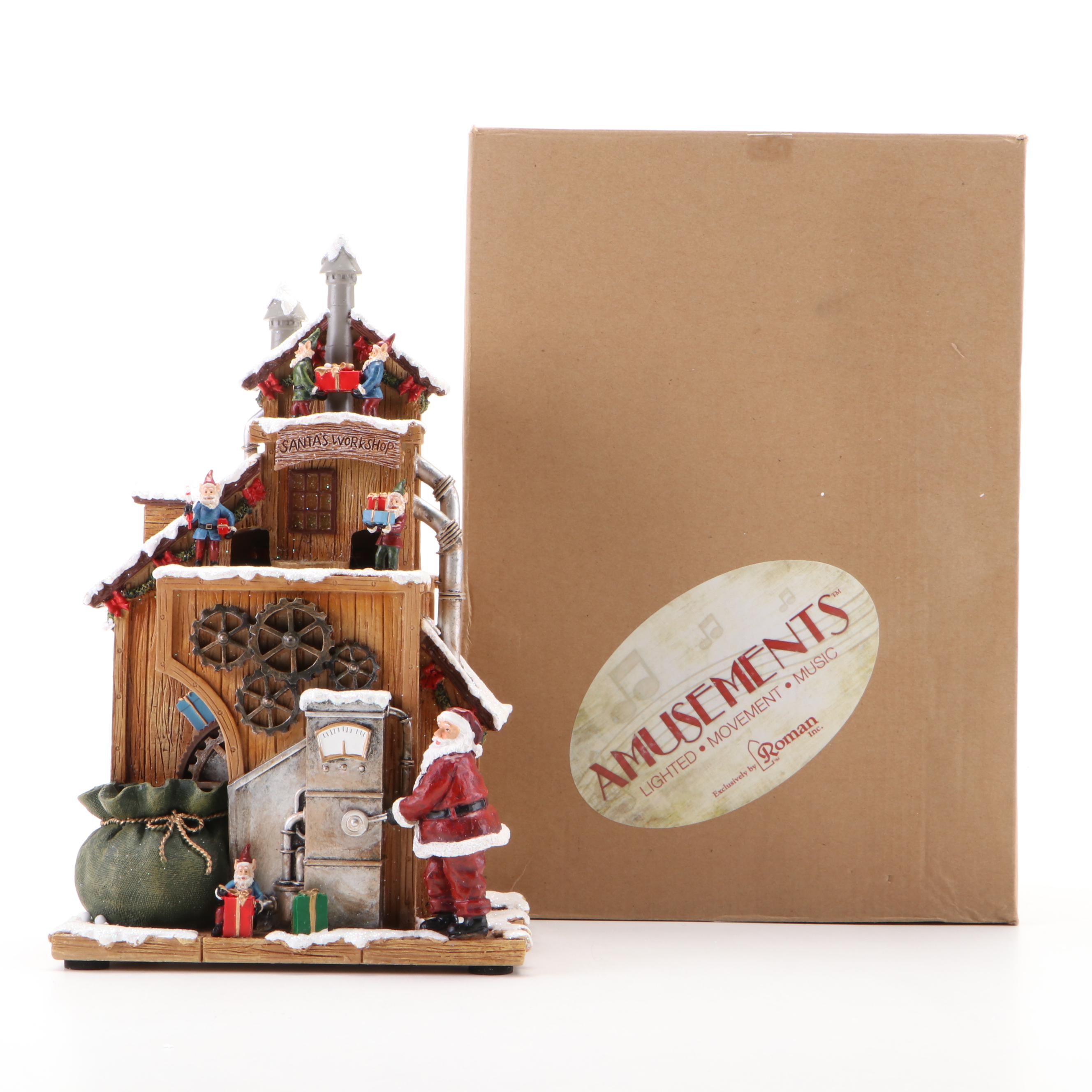 Jim Shore Illuminated Resin Santa Figurine with Romans Musical Figurines