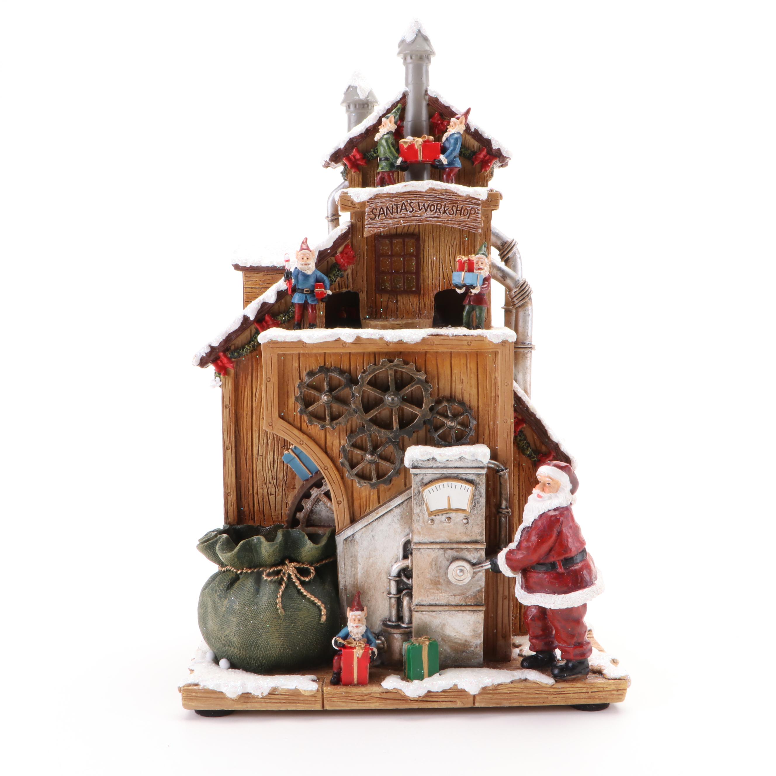 Jim Shore Illuminated Resin Santa Figurine with Romans Musical Figurines