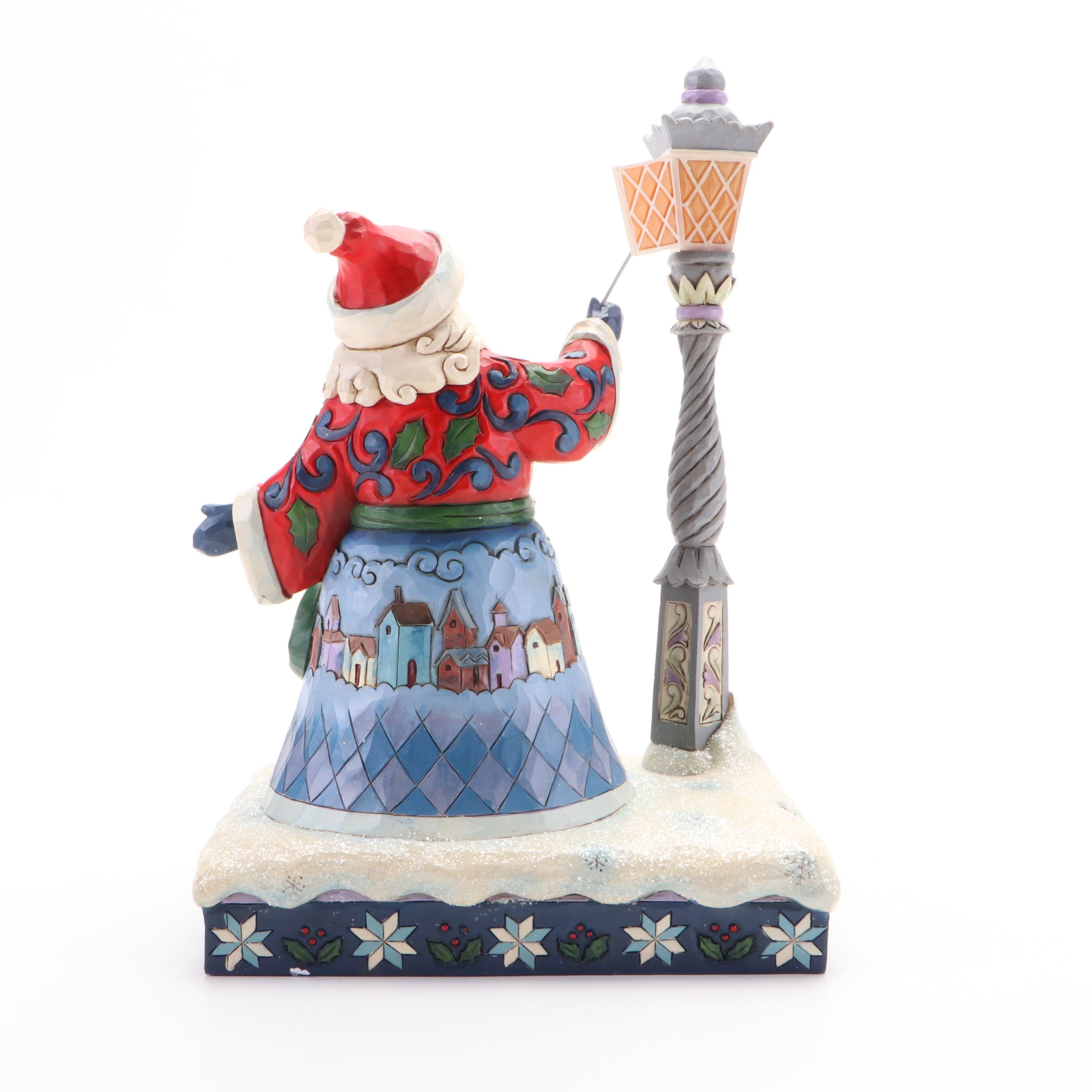Jim Shore Illuminated Resin Santa Figurine with Romans Musical Figurines