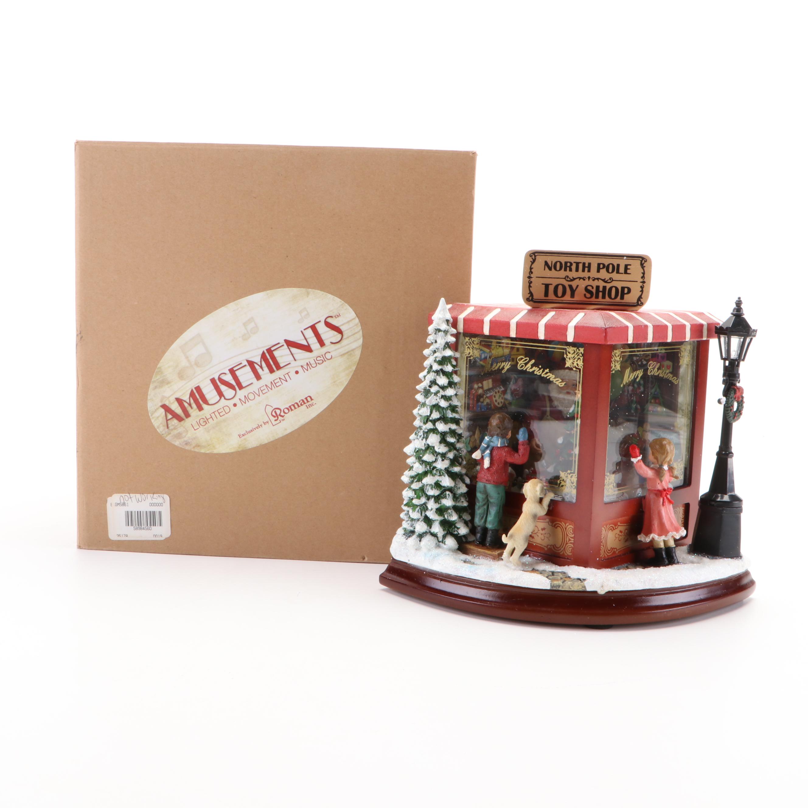 Jim Shore Illuminated Resin Santa Figurine with Romans Musical Figurines