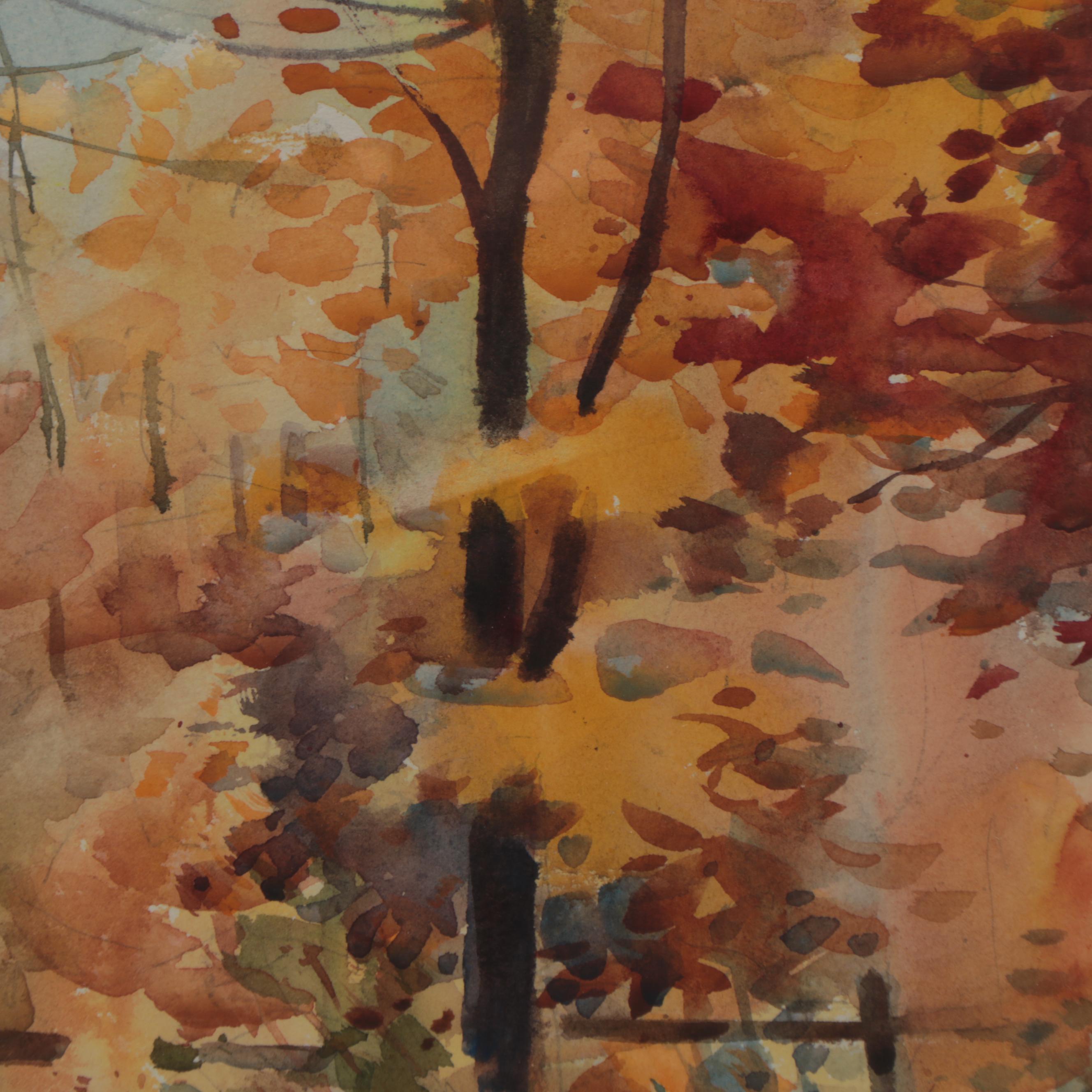 Don Dennis Autumn Forest Watercolor Painting