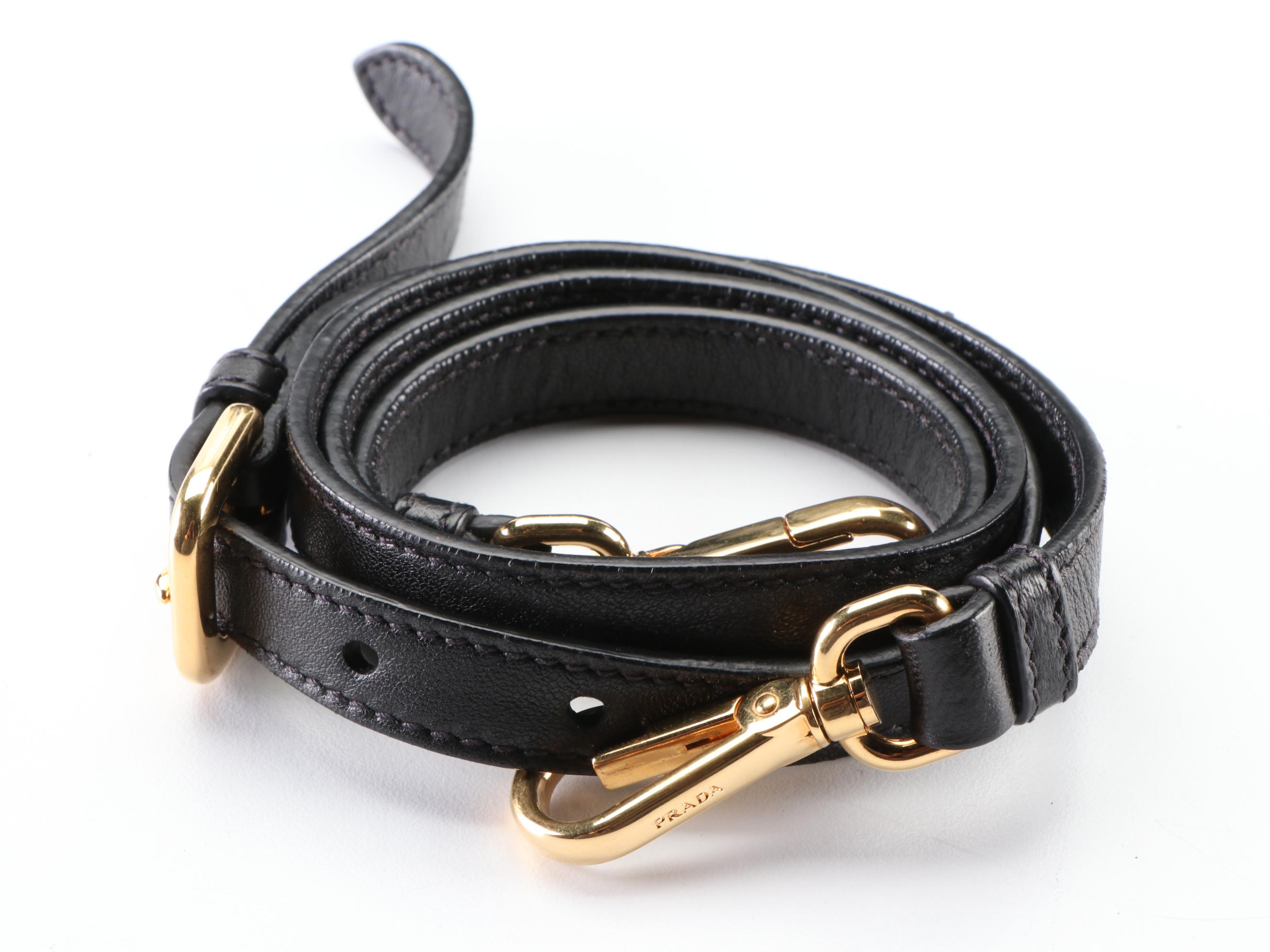 Prada Two-Way Tote Bag in Black Gathered Leather with Bow Detail