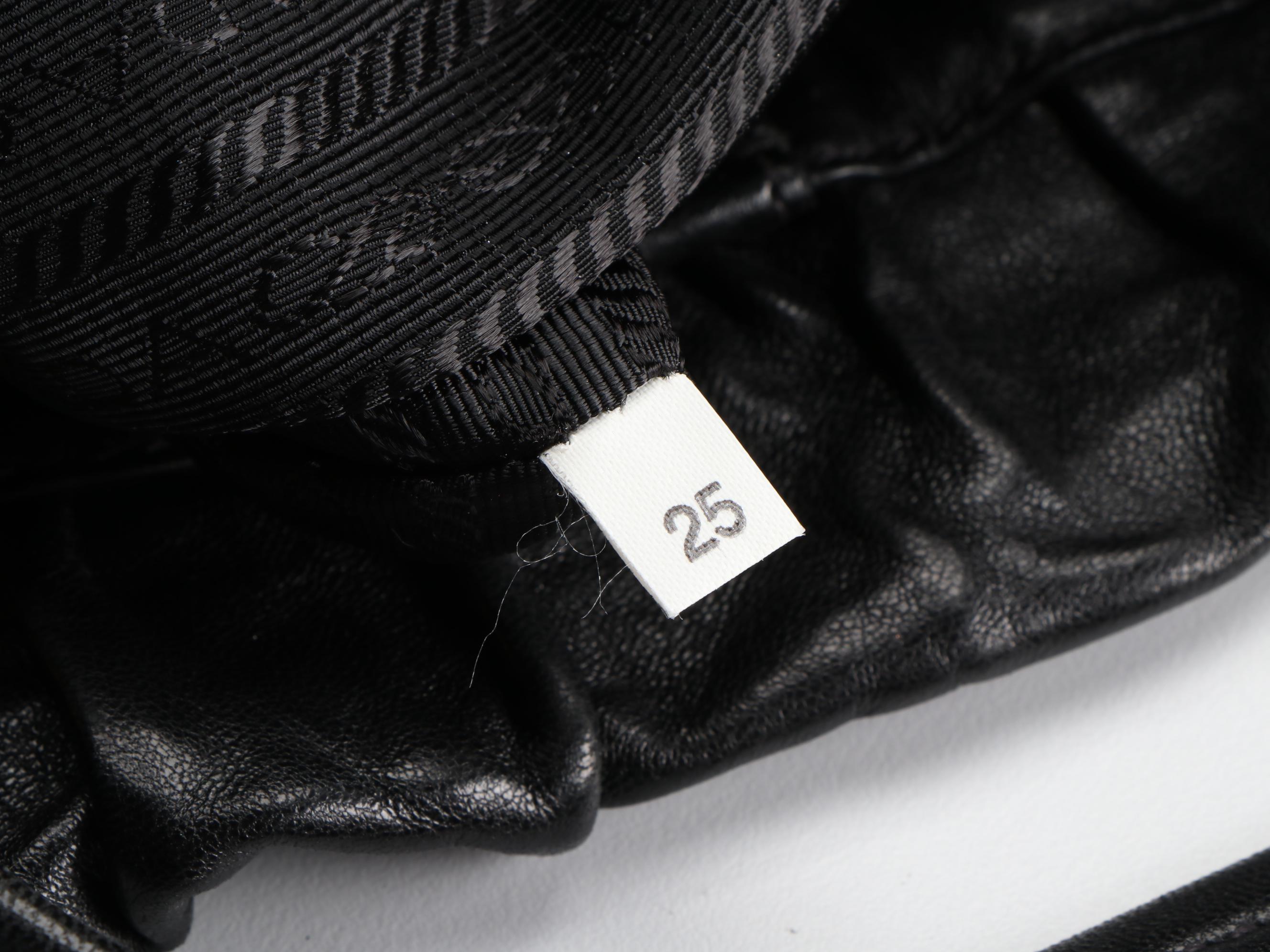 Prada Two-Way Tote Bag in Black Gathered Leather with Bow Detail