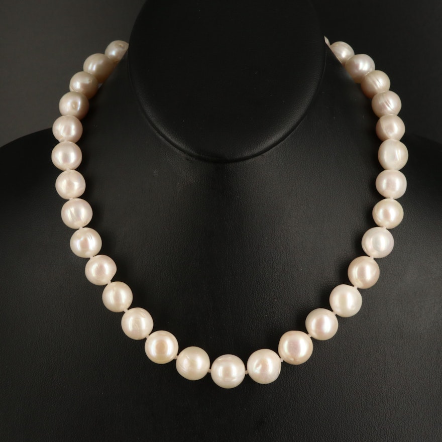 11.25 - 13.00 mm Pearl Necklace with 14K Clasp