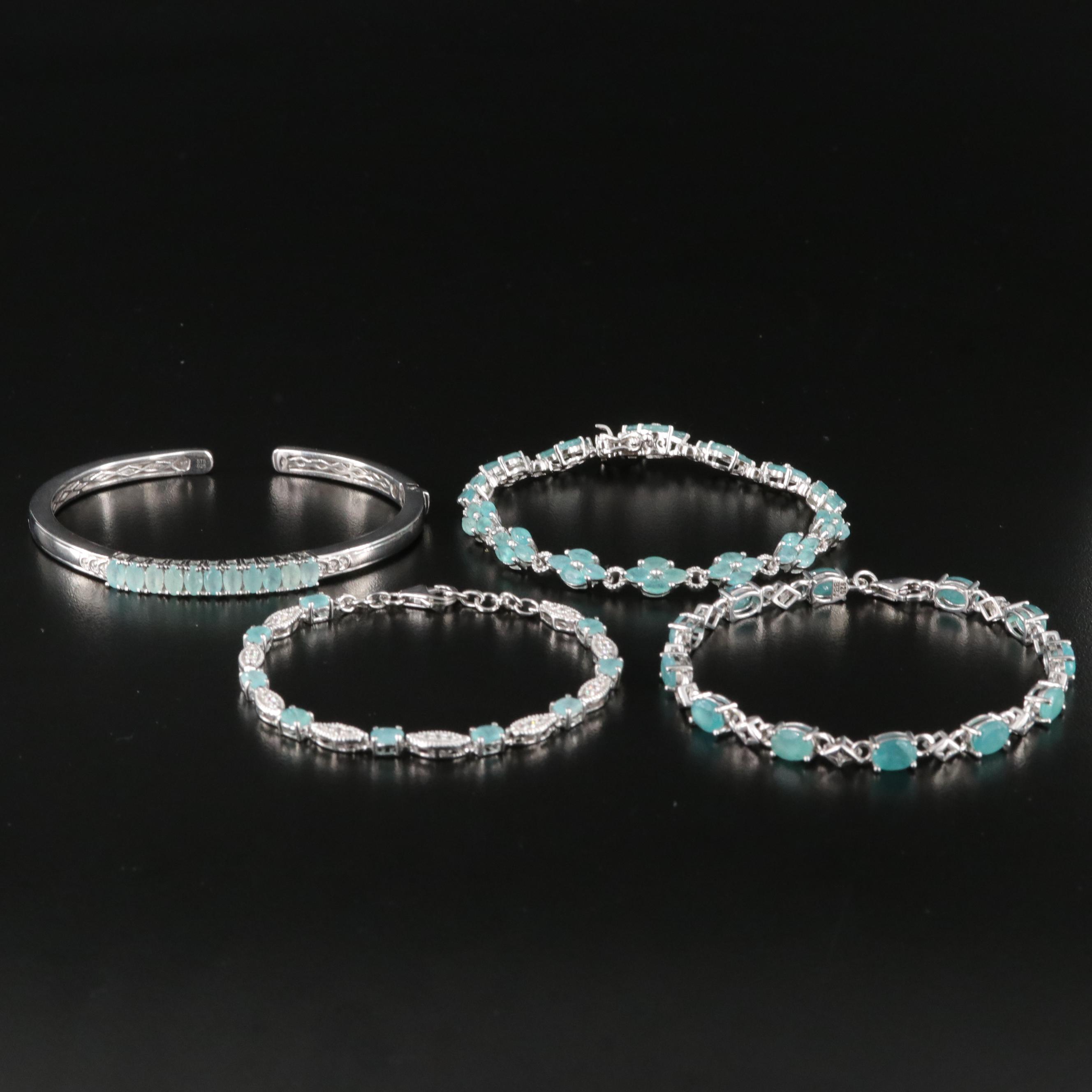 Sterling Grandidierite, Zircon and Gemstone Bracelets and Cuff