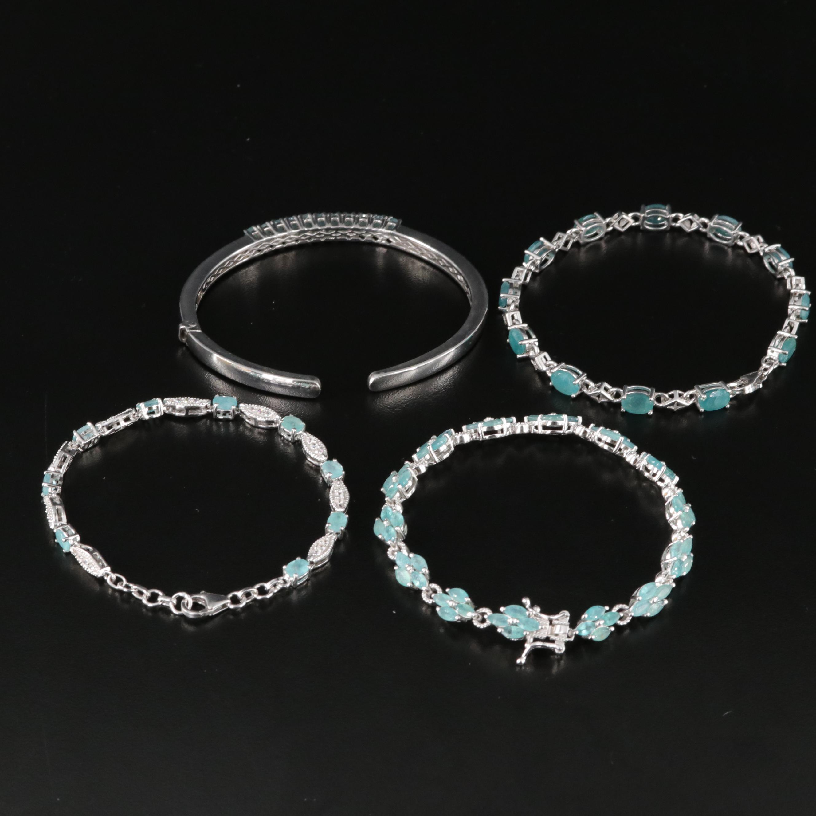 Sterling Grandidierite, Zircon and Gemstone Bracelets and Cuff
