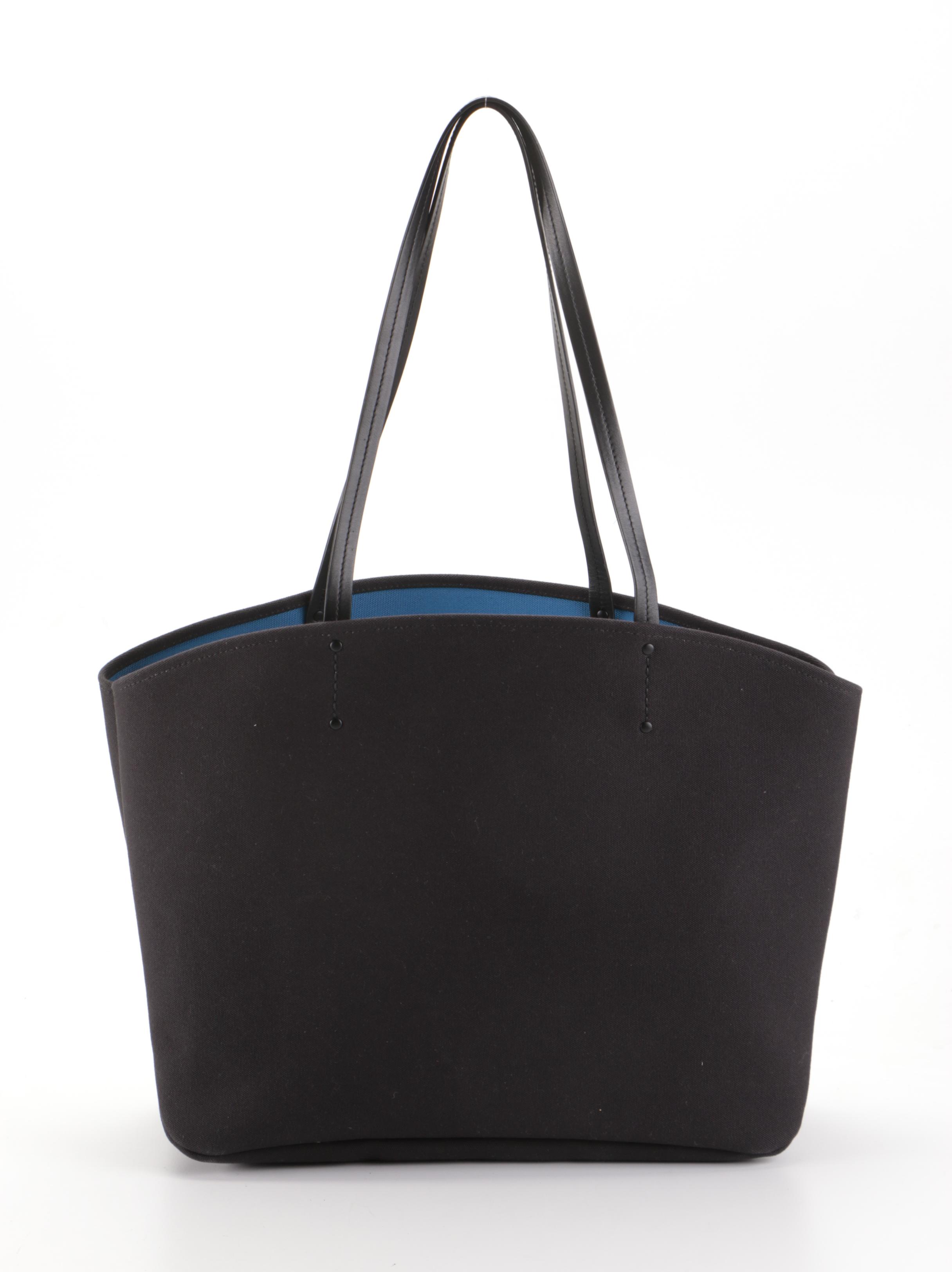 Prada Logo Tote 1BG220 in Canapa Canvas with Leather Trim and Pouch