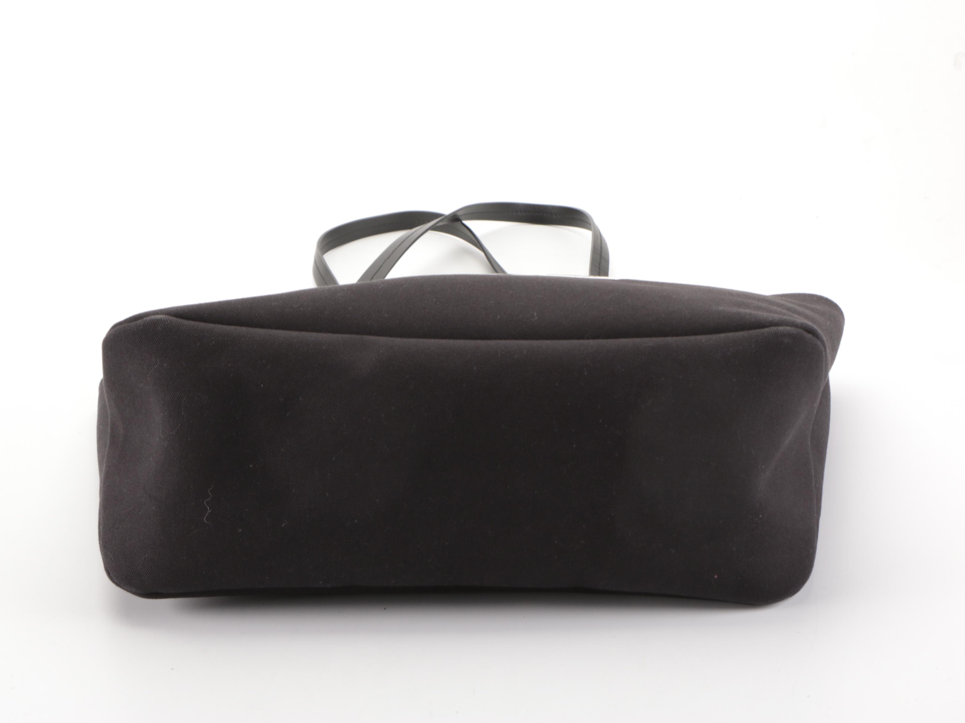 Prada Logo Tote 1BG220 in Canapa Canvas with Leather Trim and Pouch