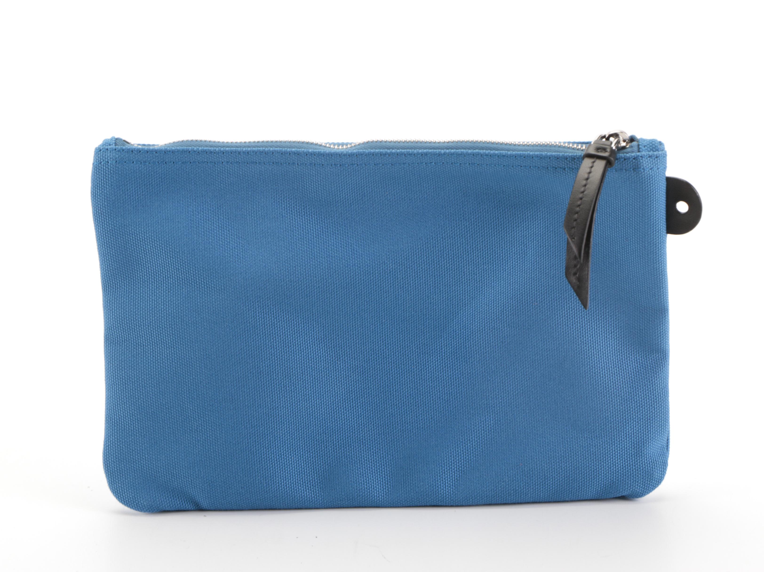 Prada Logo Tote 1BG220 in Canapa Canvas with Leather Trim and Pouch