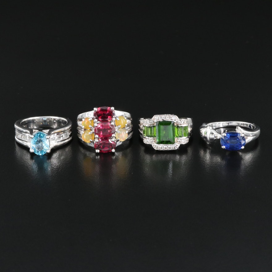 Sterling Rings Including Garnet, Diopside and Zircon