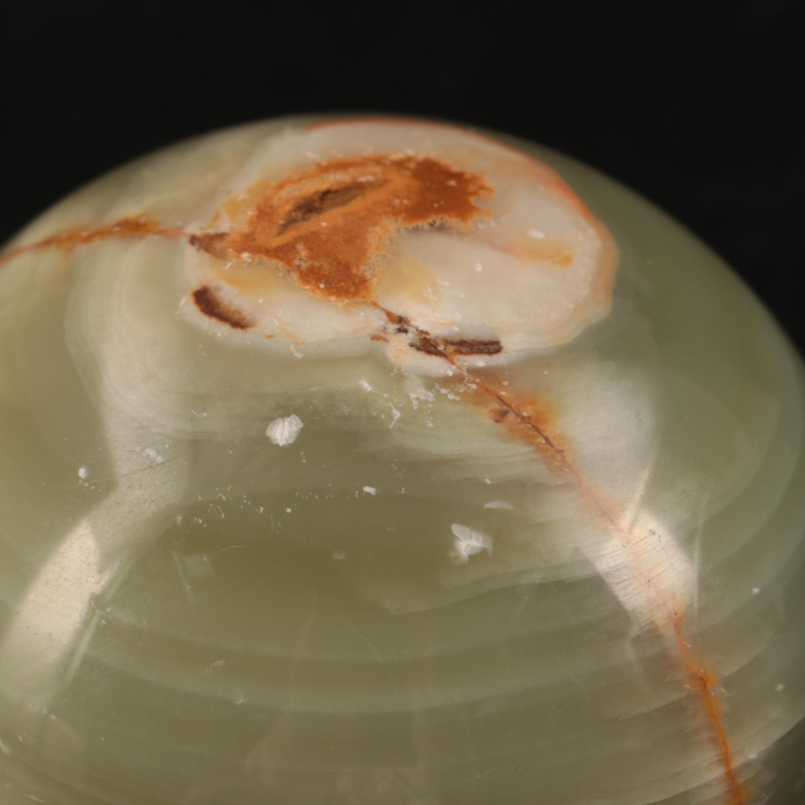 Jim McClure Iridescent Glass Paperweight with Other Glass and Stone Paperweights