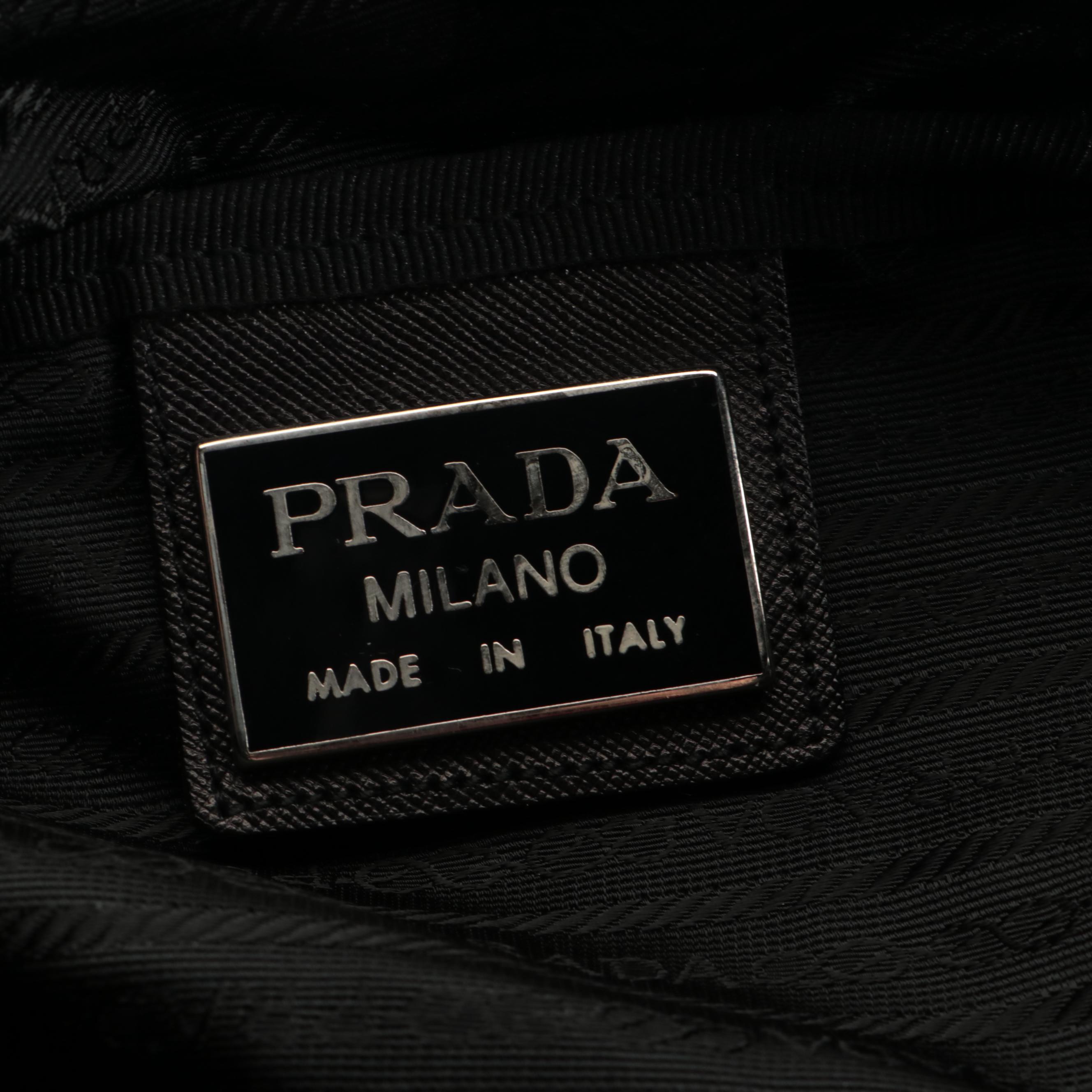 Prada Black Twill Nylon/Saffiano Leather Rolling Duffel Bag with Shoulder Strap