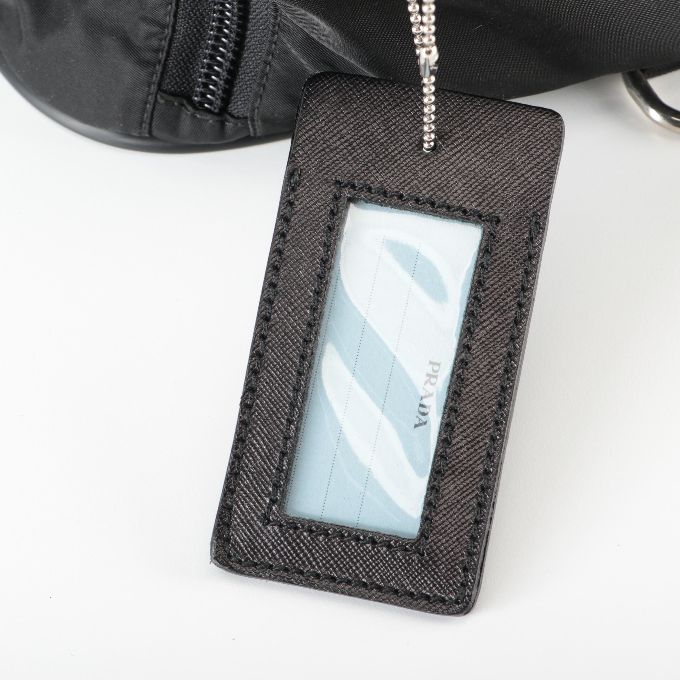 Prada Black Twill Nylon/Saffiano Leather Rolling Duffel Bag with Shoulder Strap