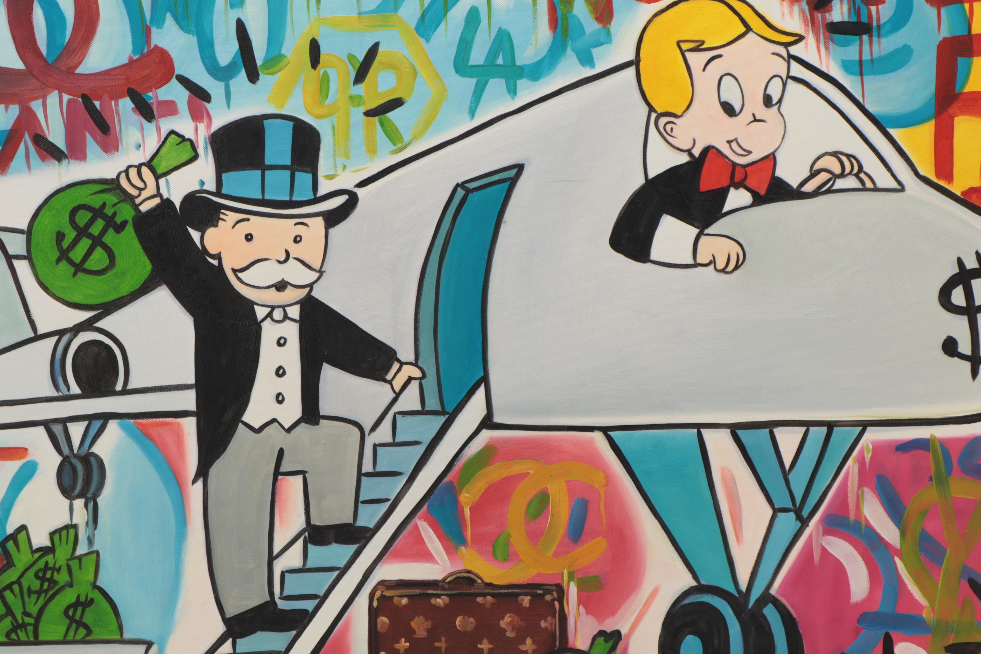 Embellished Giclée After Alec Monopoly "Airplane," 21st Century