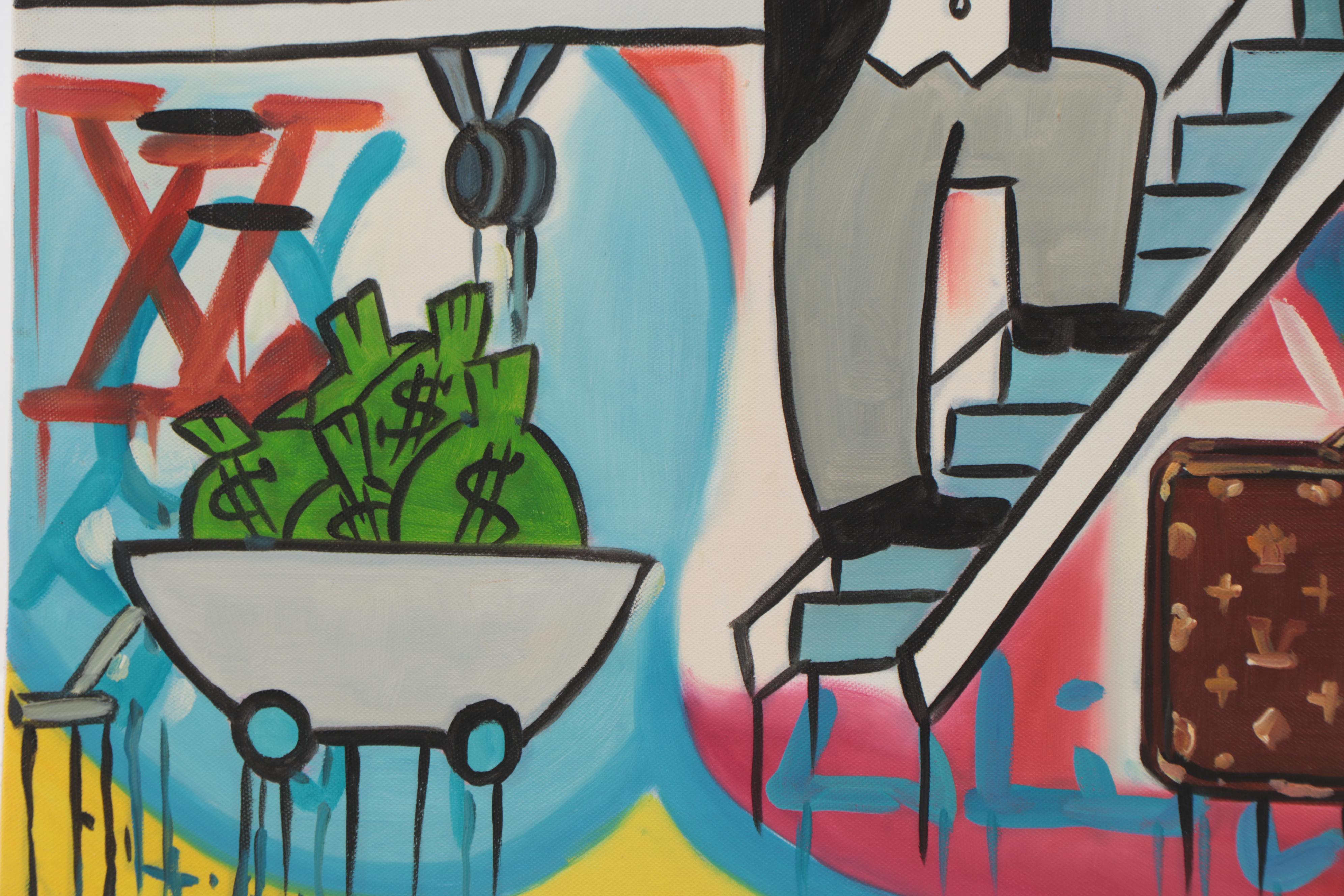 Embellished Giclée After Alec Monopoly "Airplane," 21st Century