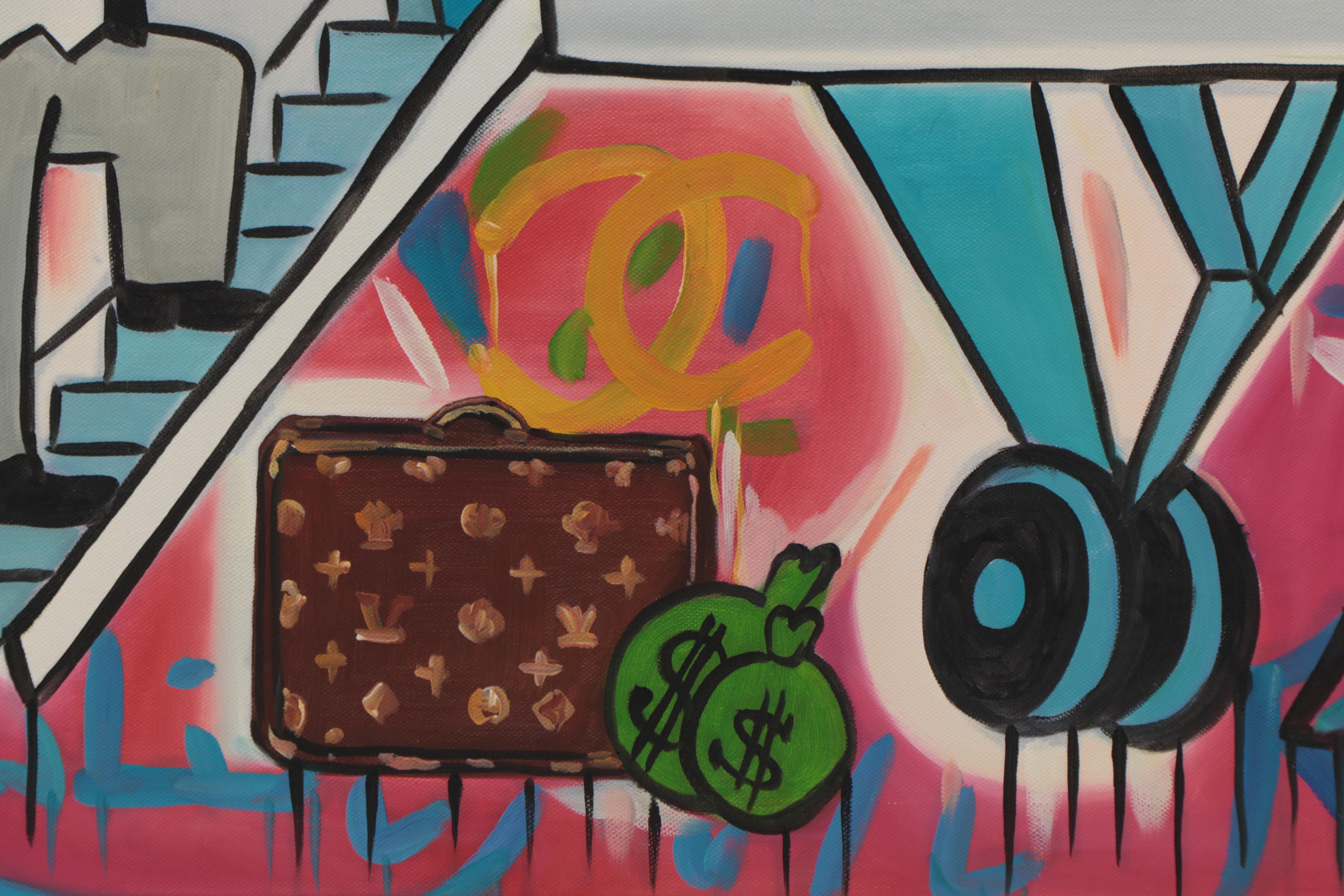 Embellished Giclée After Alec Monopoly "Airplane," 21st Century