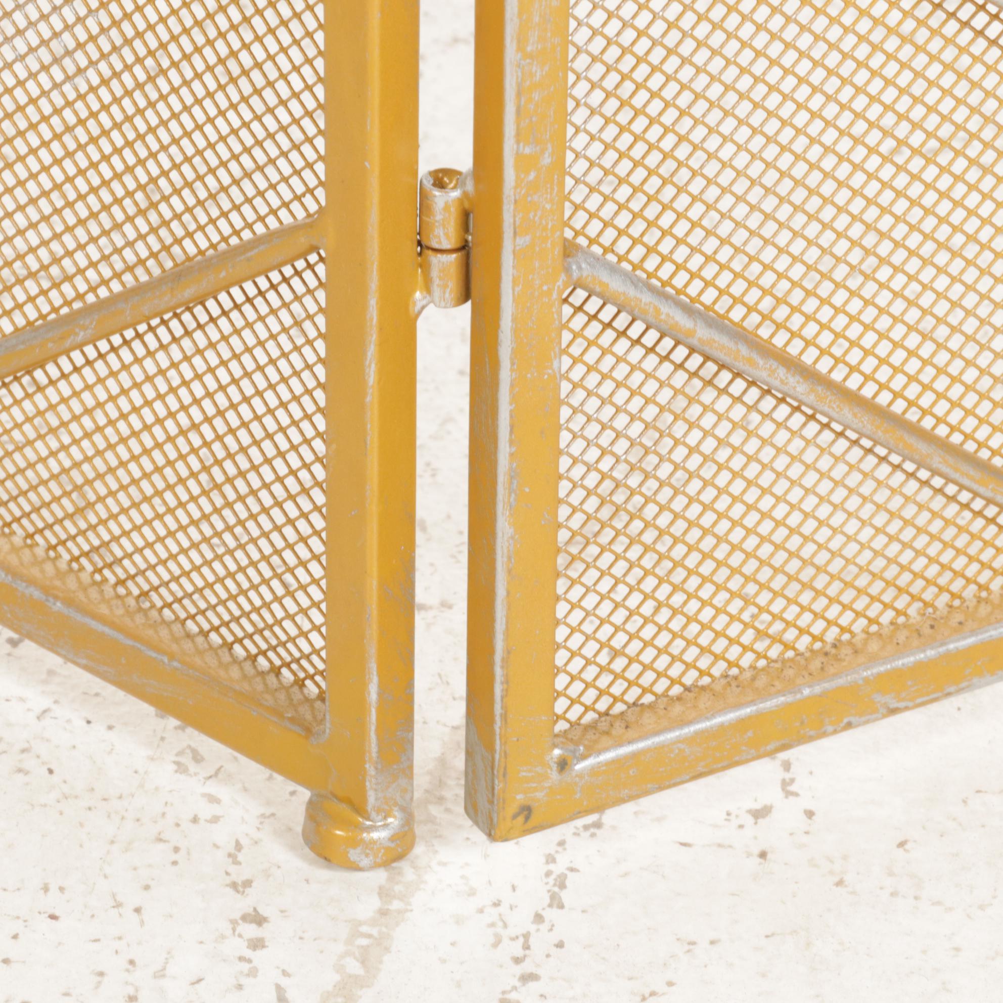 Art Decor Style Trifold Metal Mesh Fireplace Screen, Mid to Late 20th Century