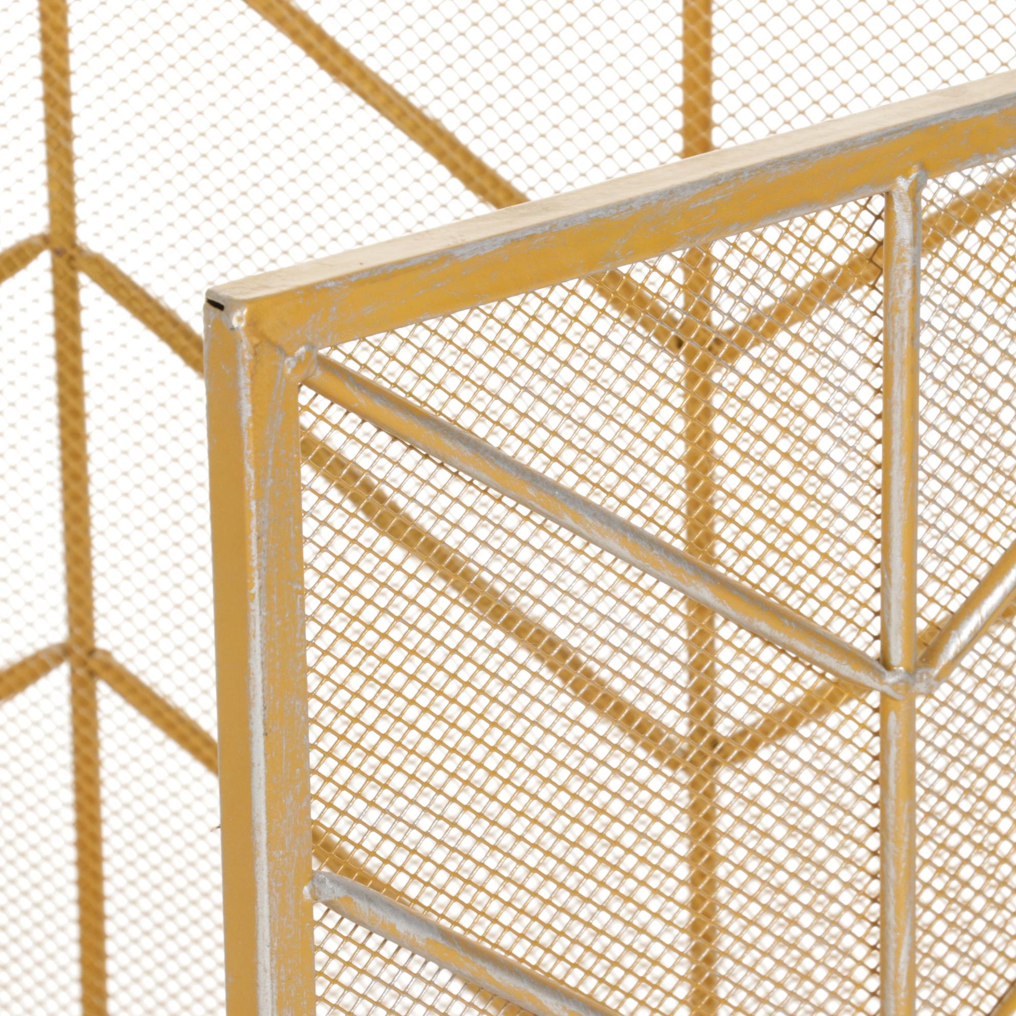 Art Decor Style Trifold Metal Mesh Fireplace Screen, Mid to Late 20th Century